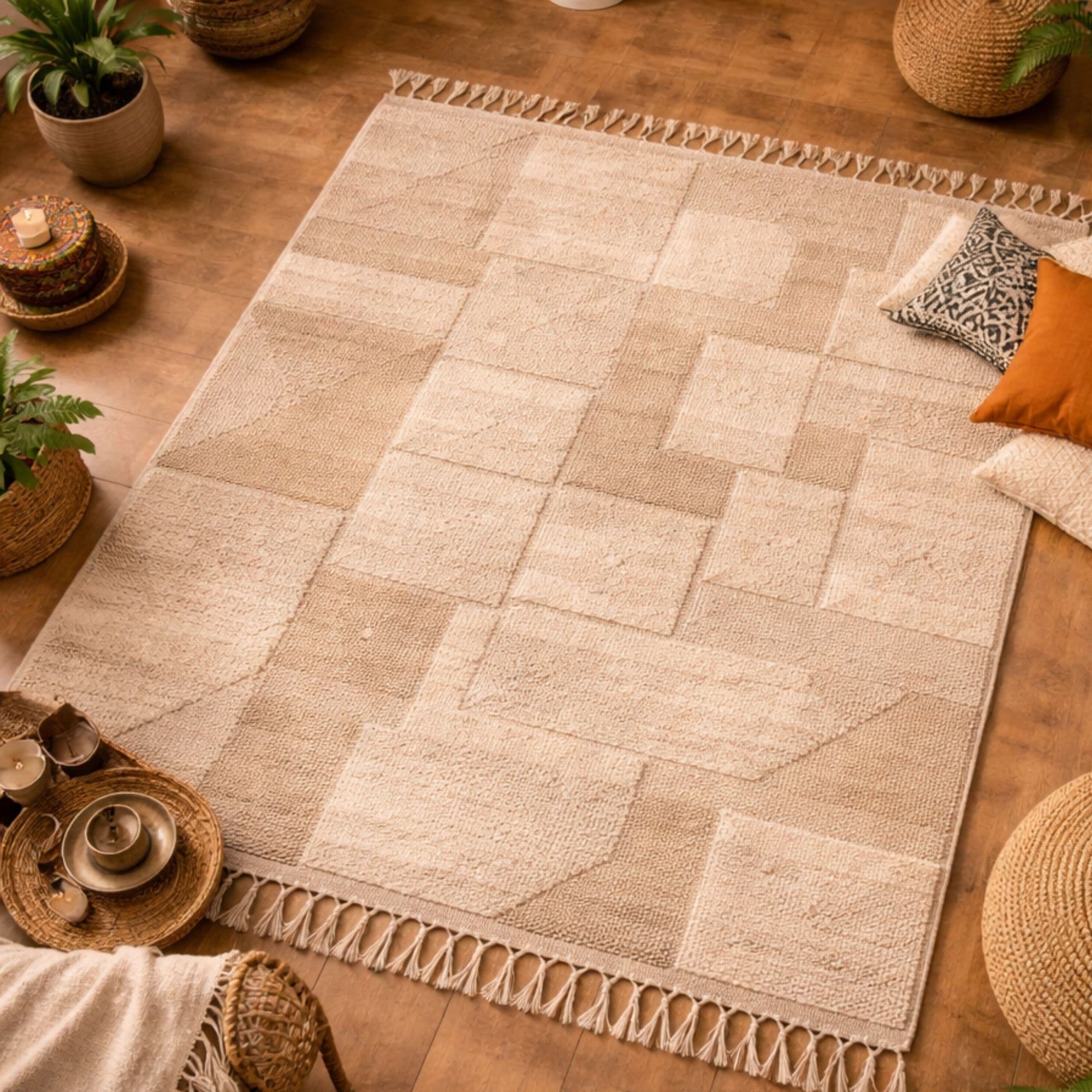 Modern Neutral Wool Rug - Middle Atlas Craftsmanship - Modern Berber Moroccan rug by Nomadinas