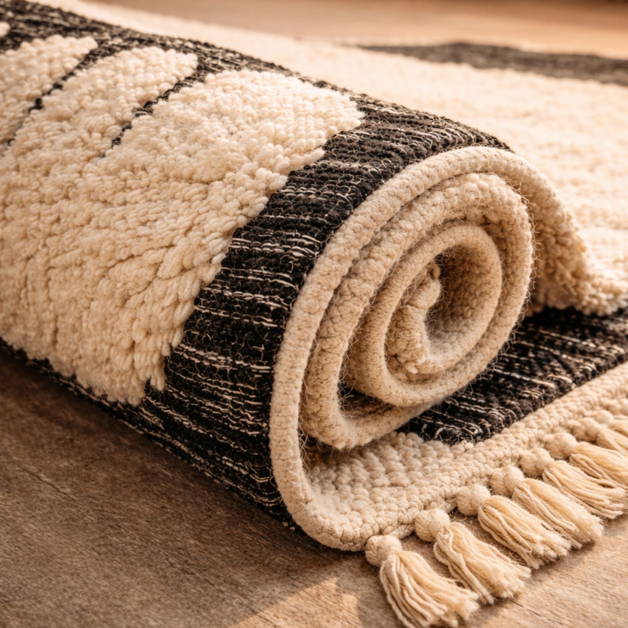 Handwoven Mrirt Rug - Sculptural Cream Wool - Detail view 3
