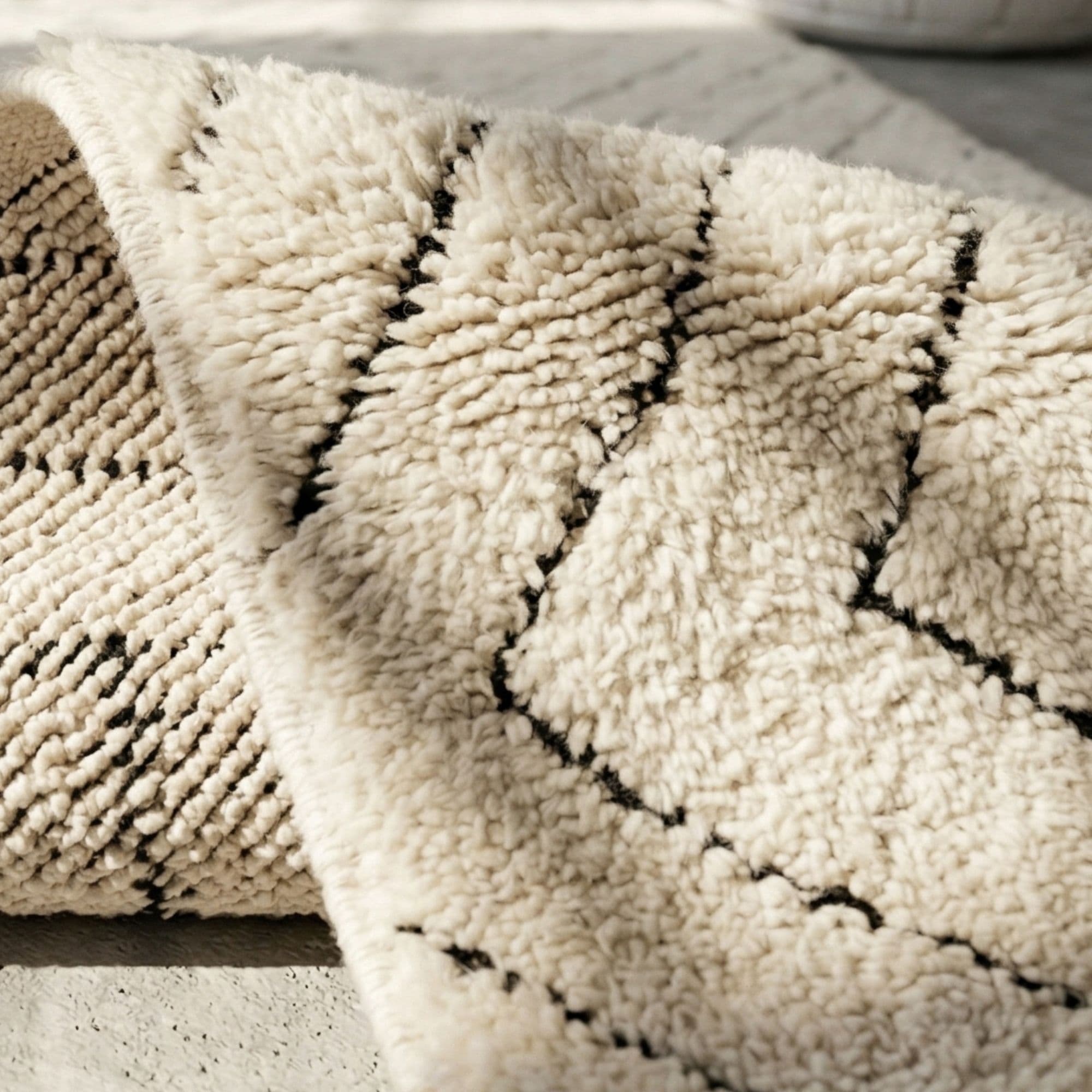 Geometric Beni Ourain Rug - Nested Lozenges in Wool - Detail view 3