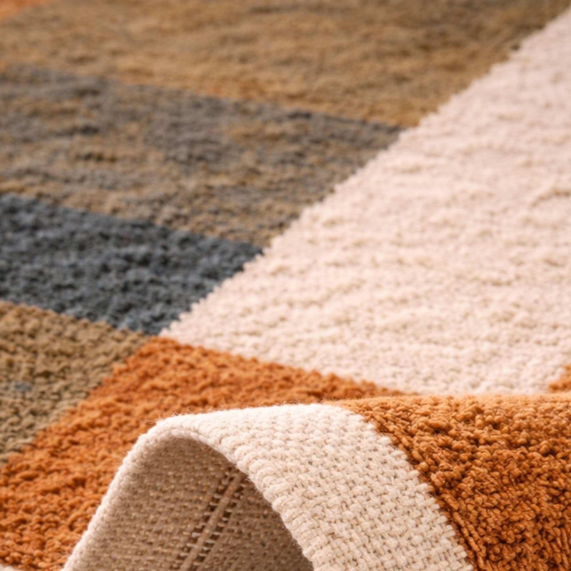 Handwoven Mrirt Rug - Earth-Tone Geometric Panels - Detail view 3