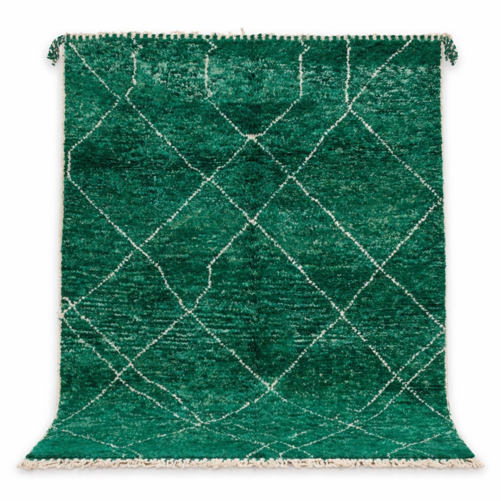 Handwoven Beni Ourain Rug - Forest Green Wool - Detail view 3