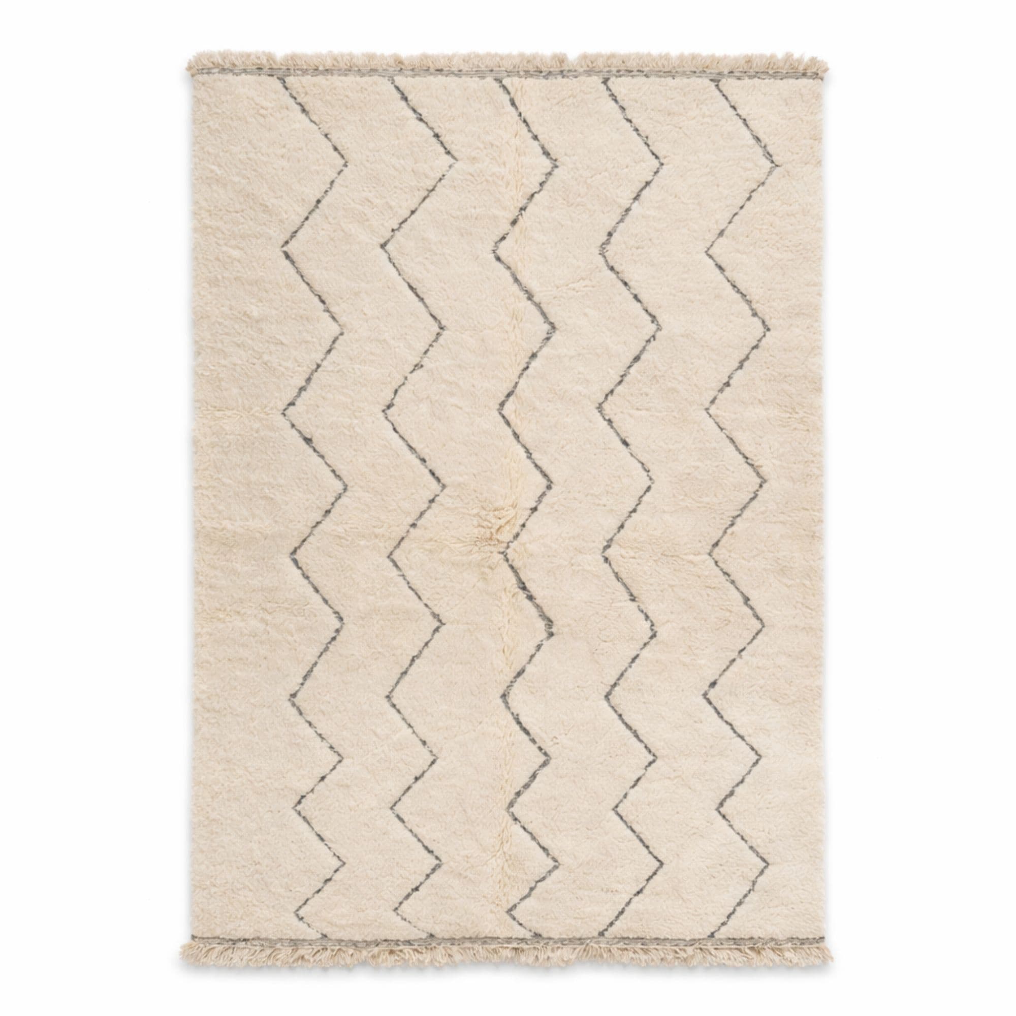 Handwoven Beni Ourain Rug - Geometric Gray Pattern - Detail view 2