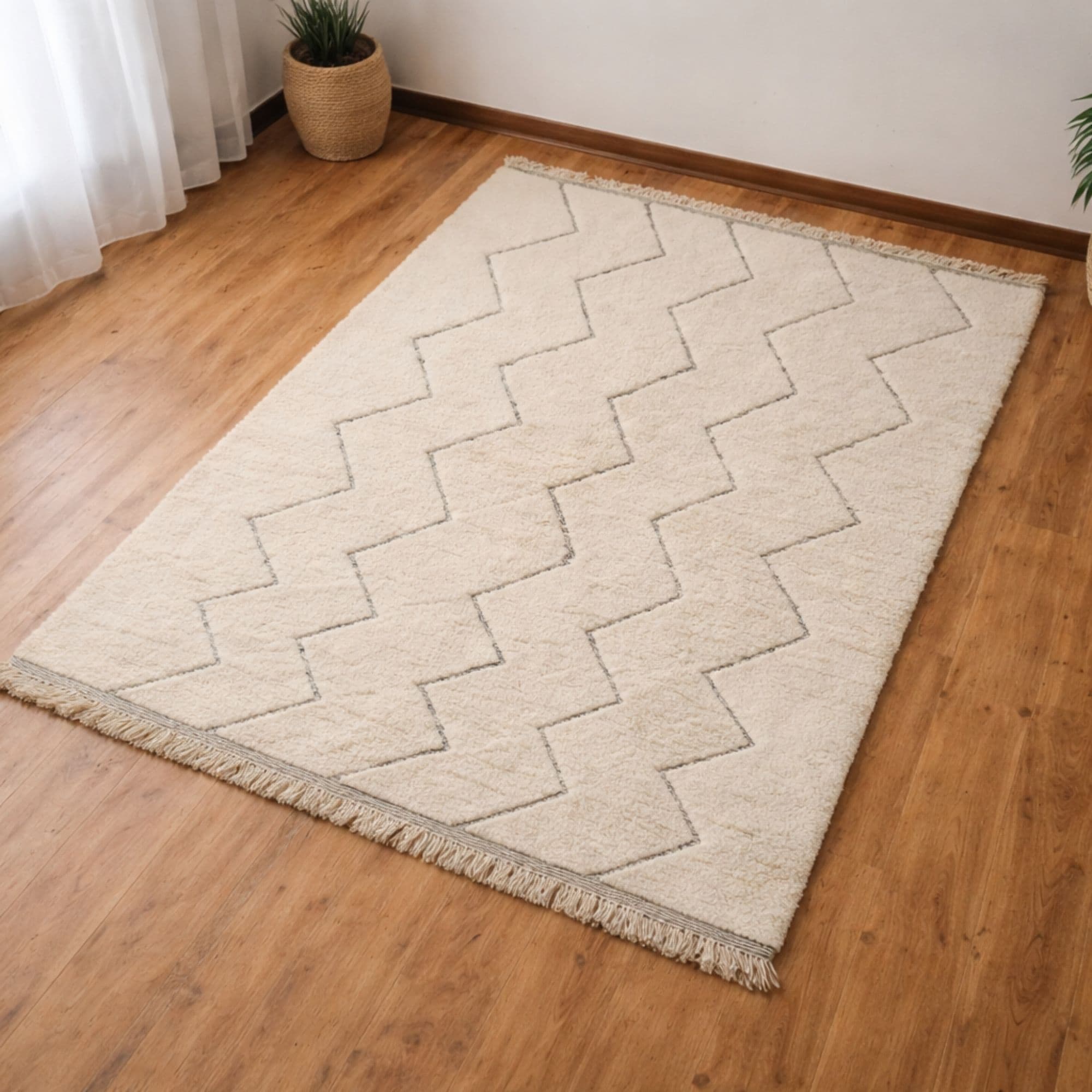 Modern Moroccan Area Rug - Repeating Chevron Design - Detail view 2