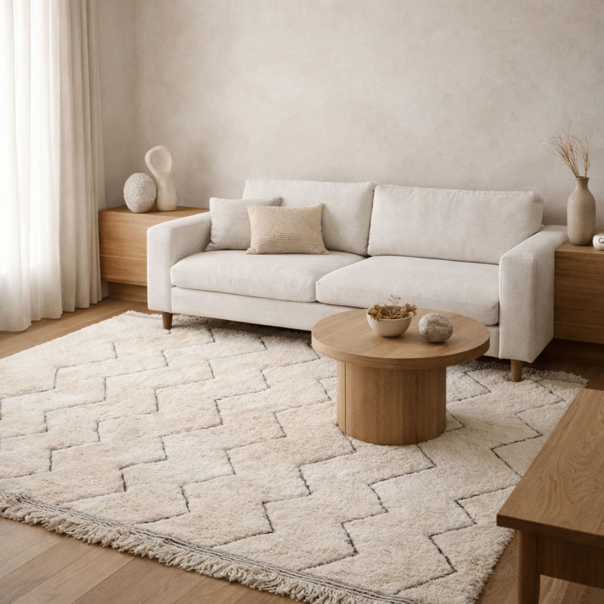 Modern Moroccan Area Rug - Repeating Chevron Design - Detail view 3
