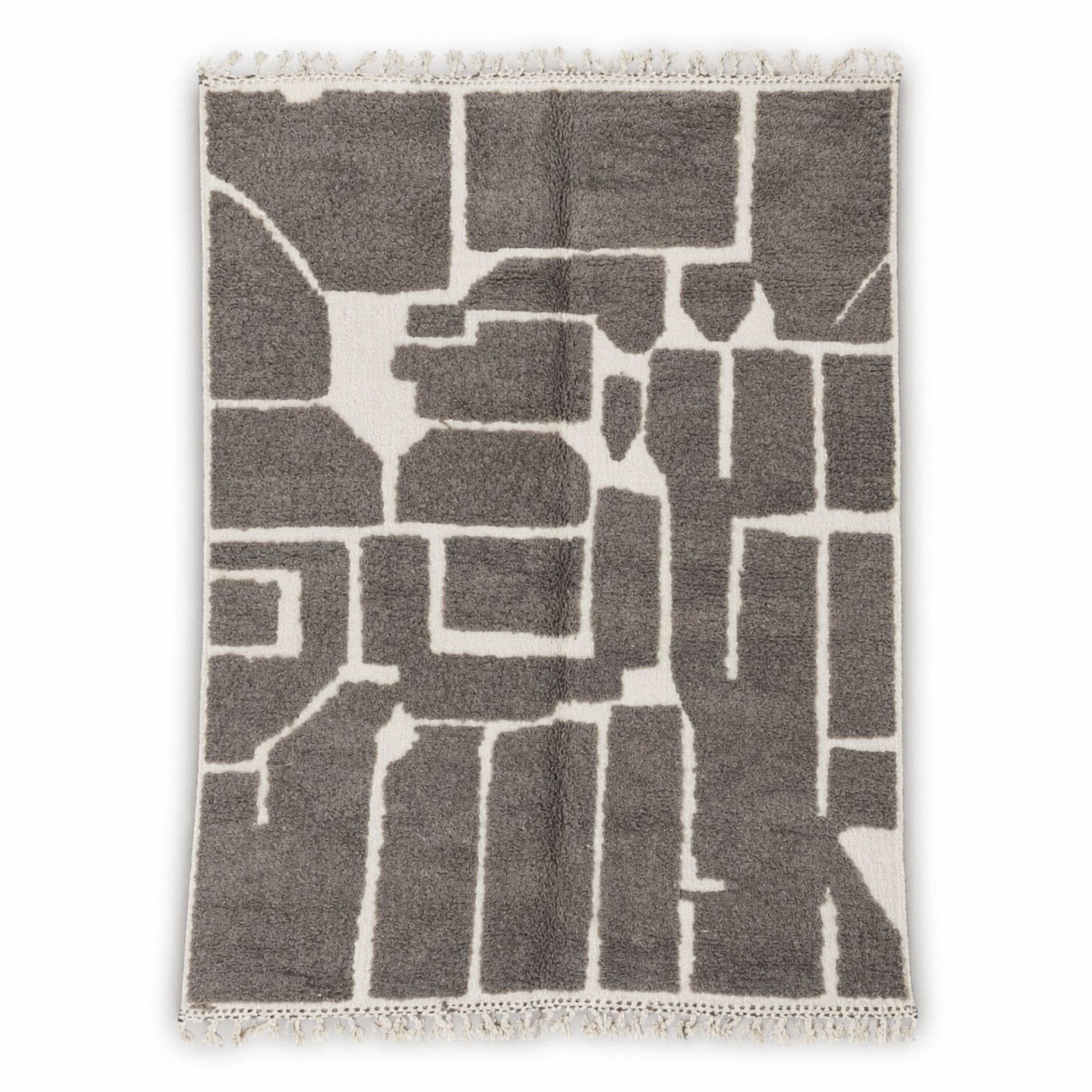 Modern Moroccan Area Rug - Ivory Negative Space - Detail view 3