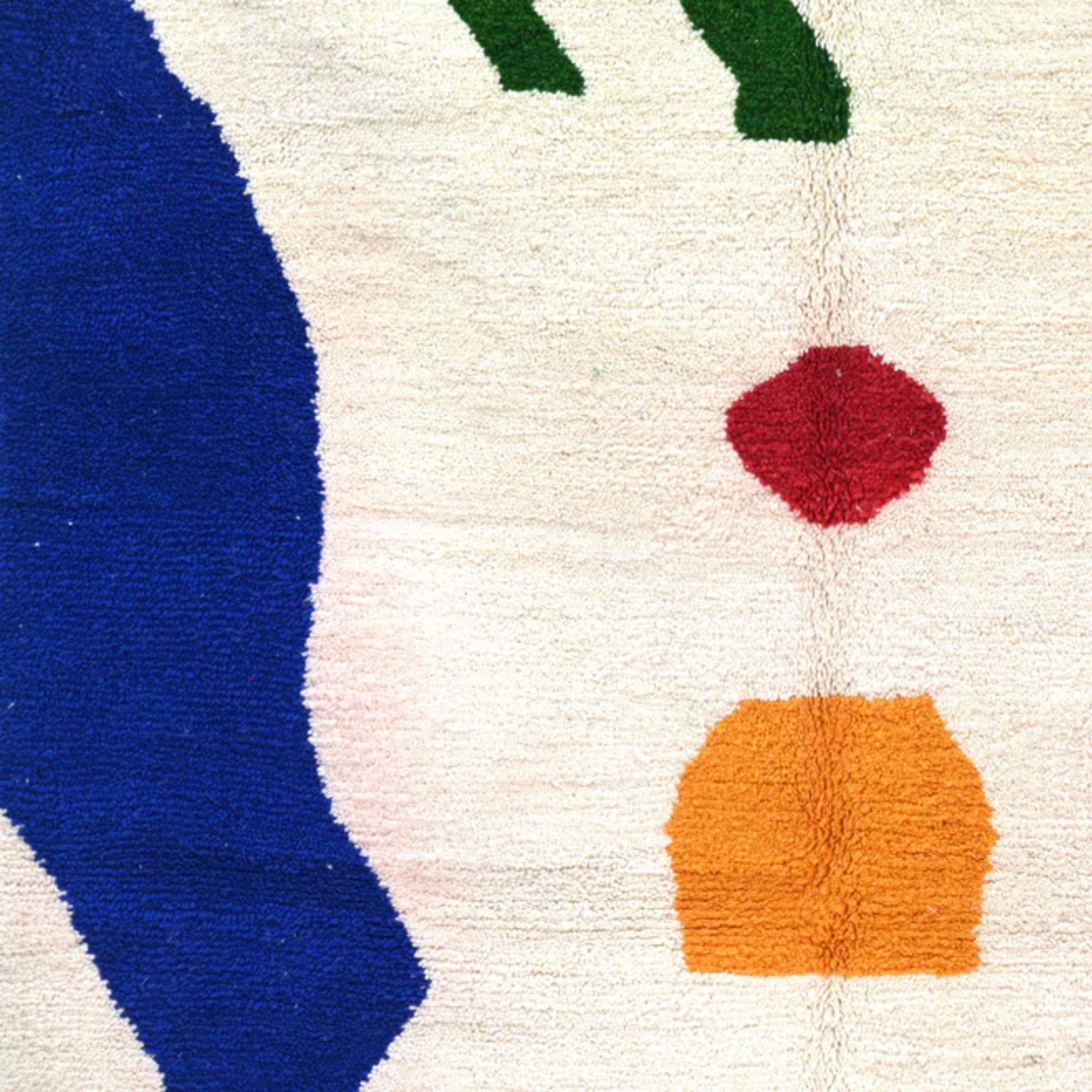 Hand-Knotted Ivory Azilal Wool Rug — Medium for Studio - Detail view 3