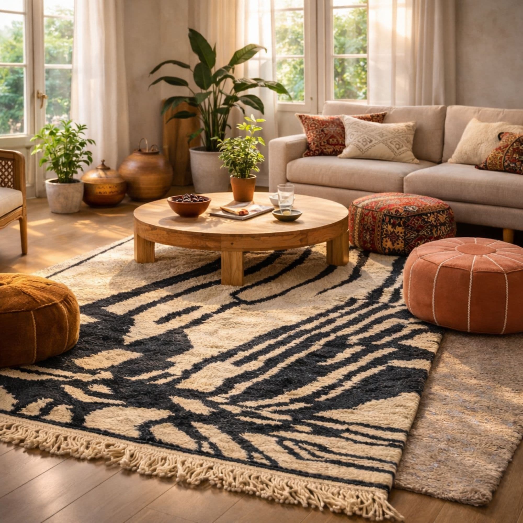 Mrirt Wool Rug — Terracotta Large — Hand-Knotted in Morocco - Detail view 3