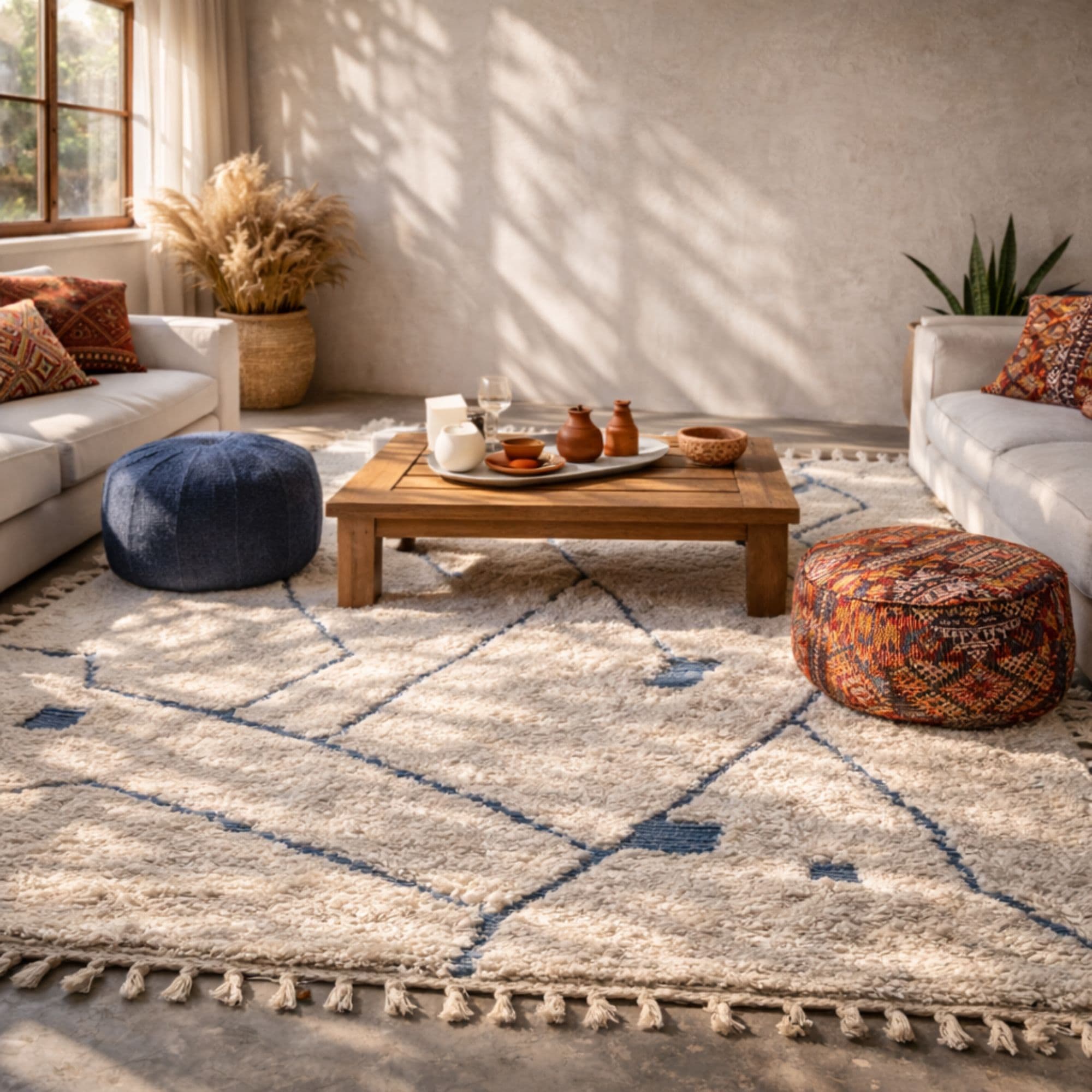 Azilal Wool Rug — Ivory Large — Hand-Knotted in Morocco - Detail view 2