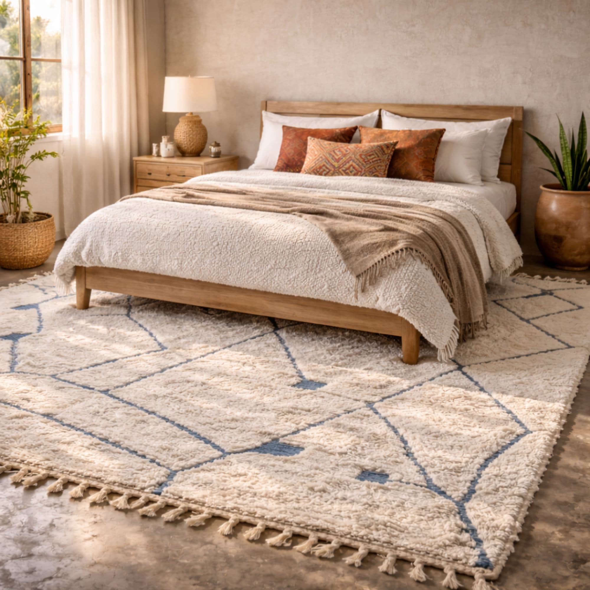 Moroccan Azilal Rug — Large Ivory — Hand-Knotted Wool - Detail view 1