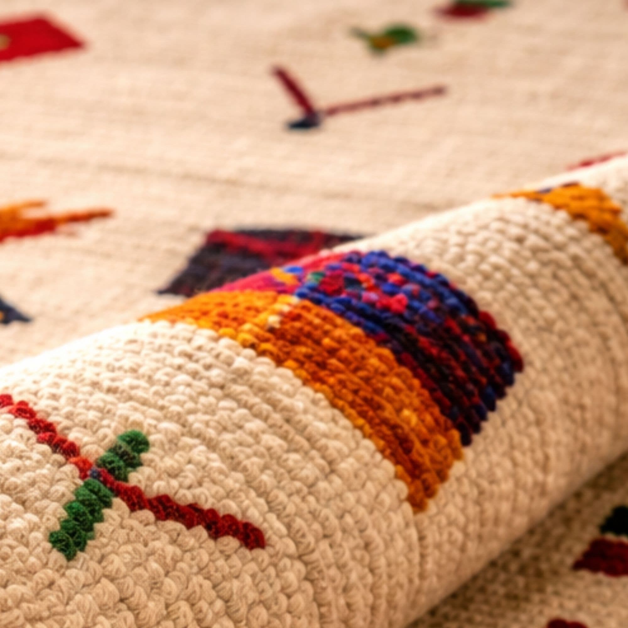 Moroccan Azilal Rug — Large Ivory — Hand-Knotted Wool - Detail view 3