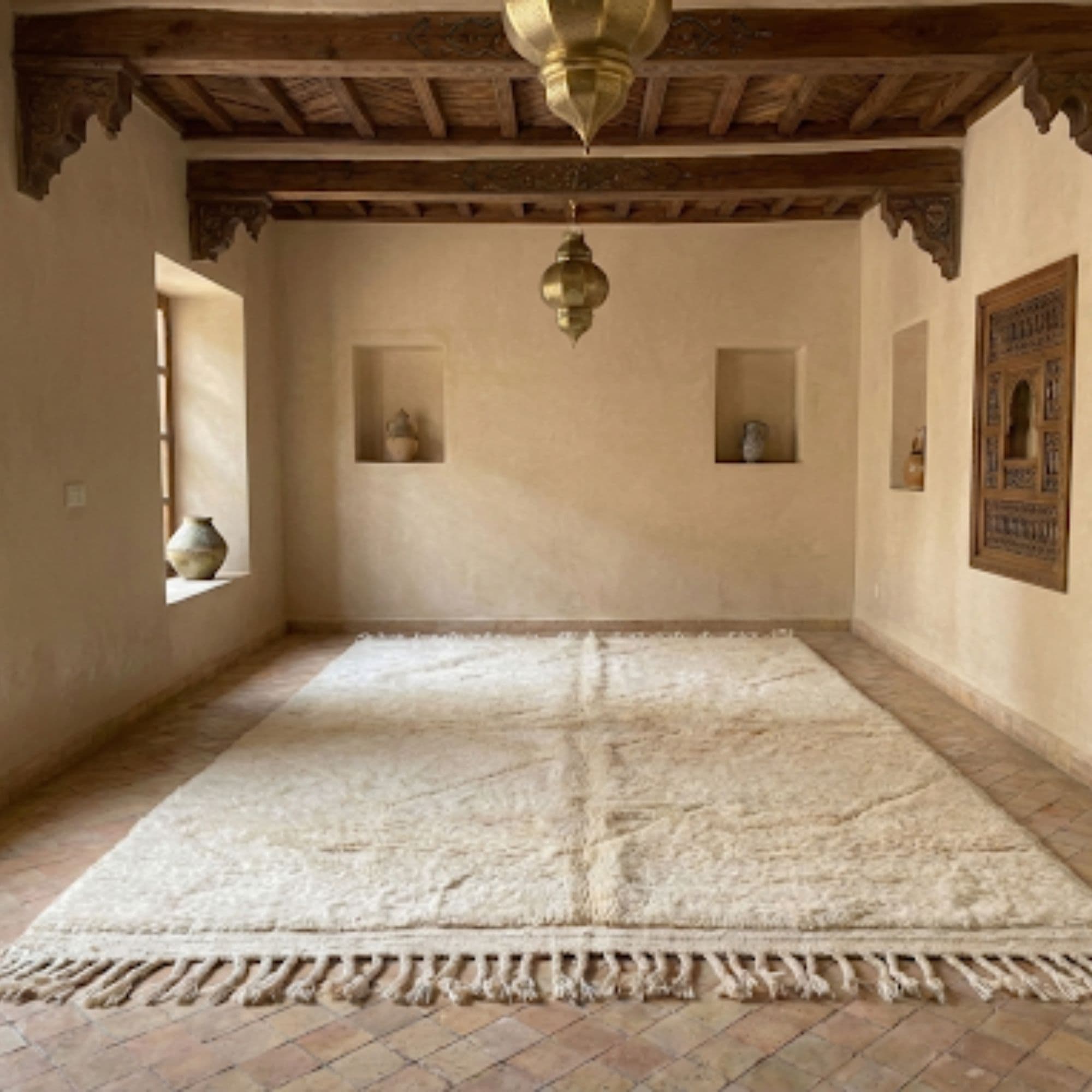 Beni Ourain Wool Rug — Ivory Large — Hand-Knotted in Morocco - Detail view 3
