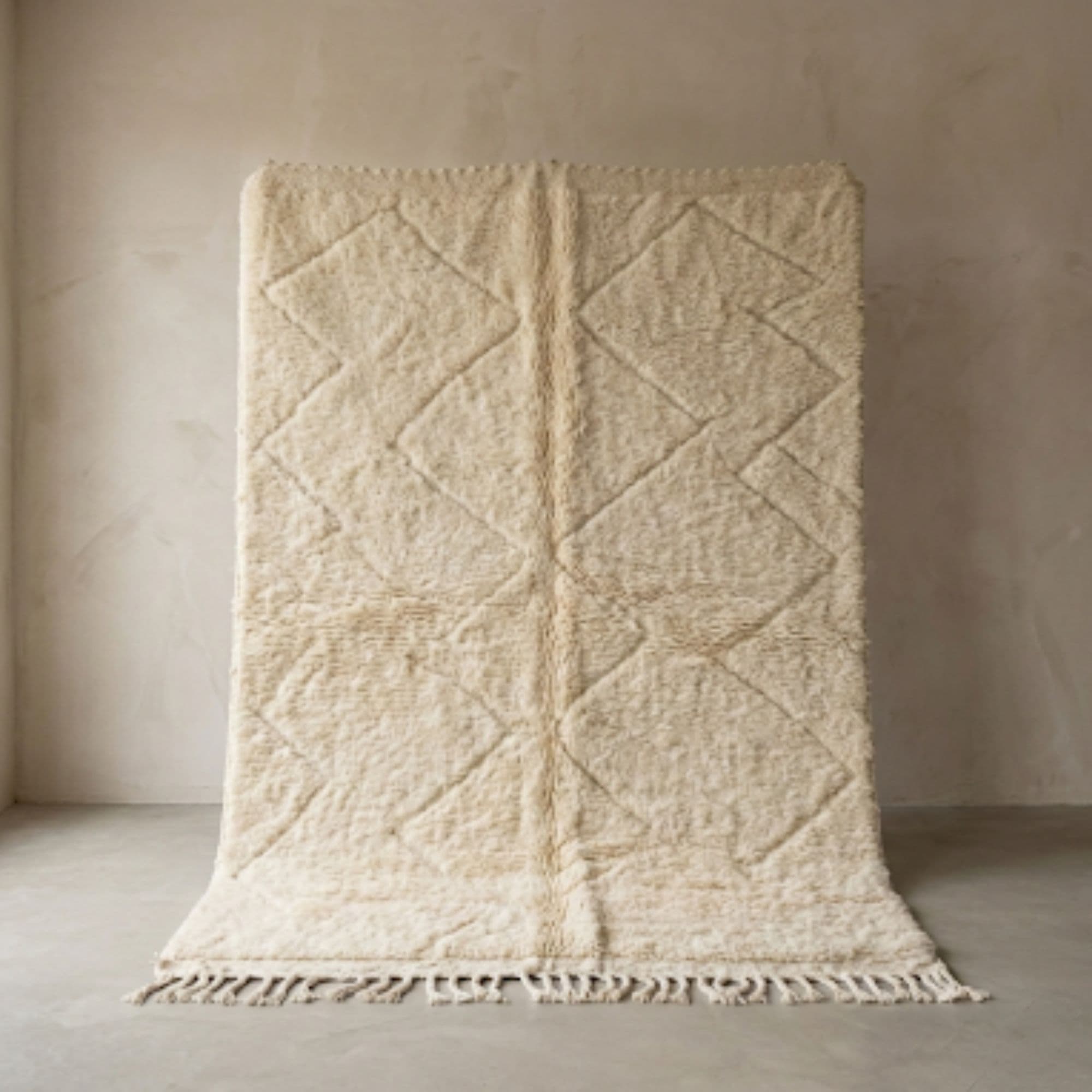 Moroccan Beni Ourain Rug — Large Ivory — Hand-Knotted Wool - Detail view 2