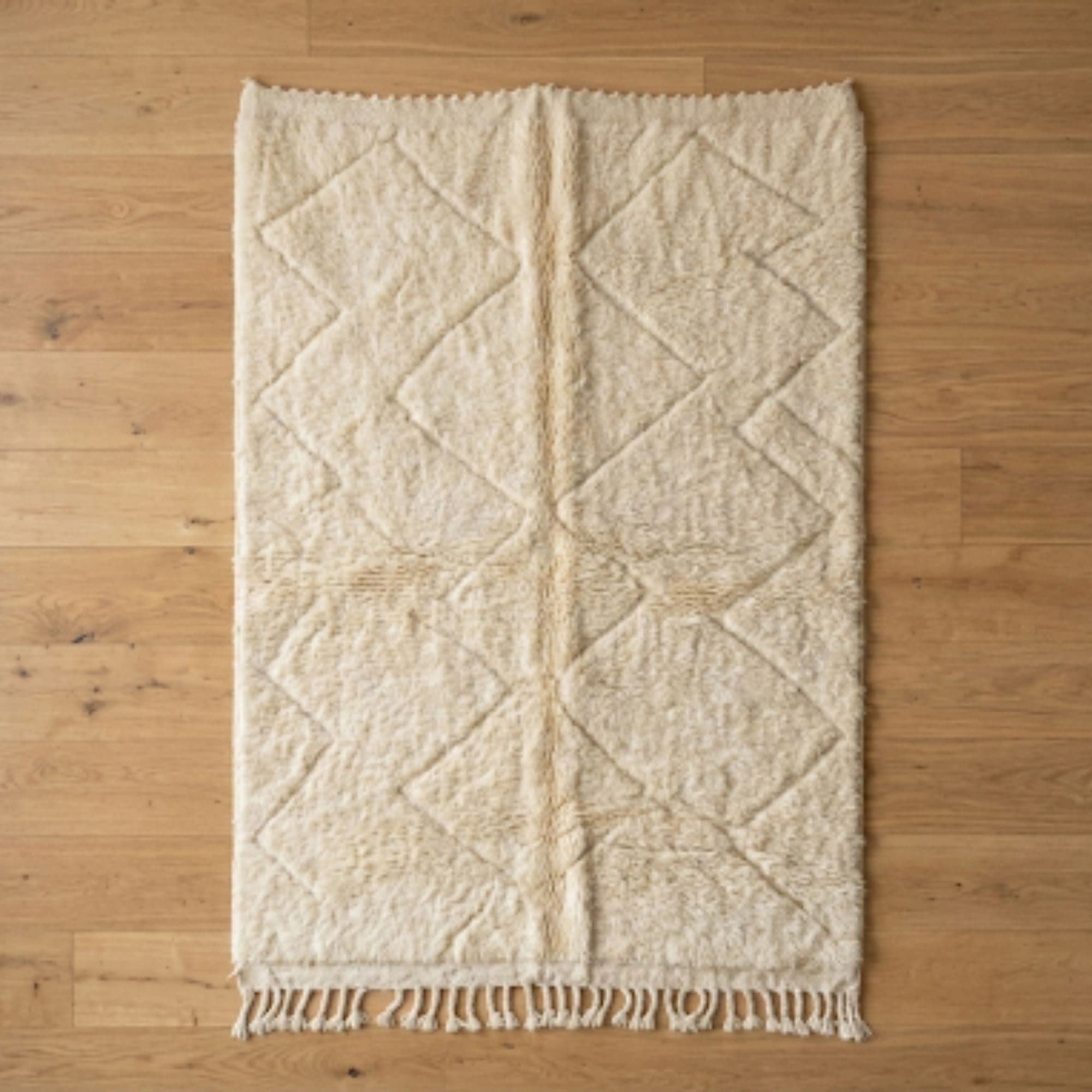Moroccan Beni Ourain Rug — Large Ivory — Hand-Knotted Wool - Detail view 3