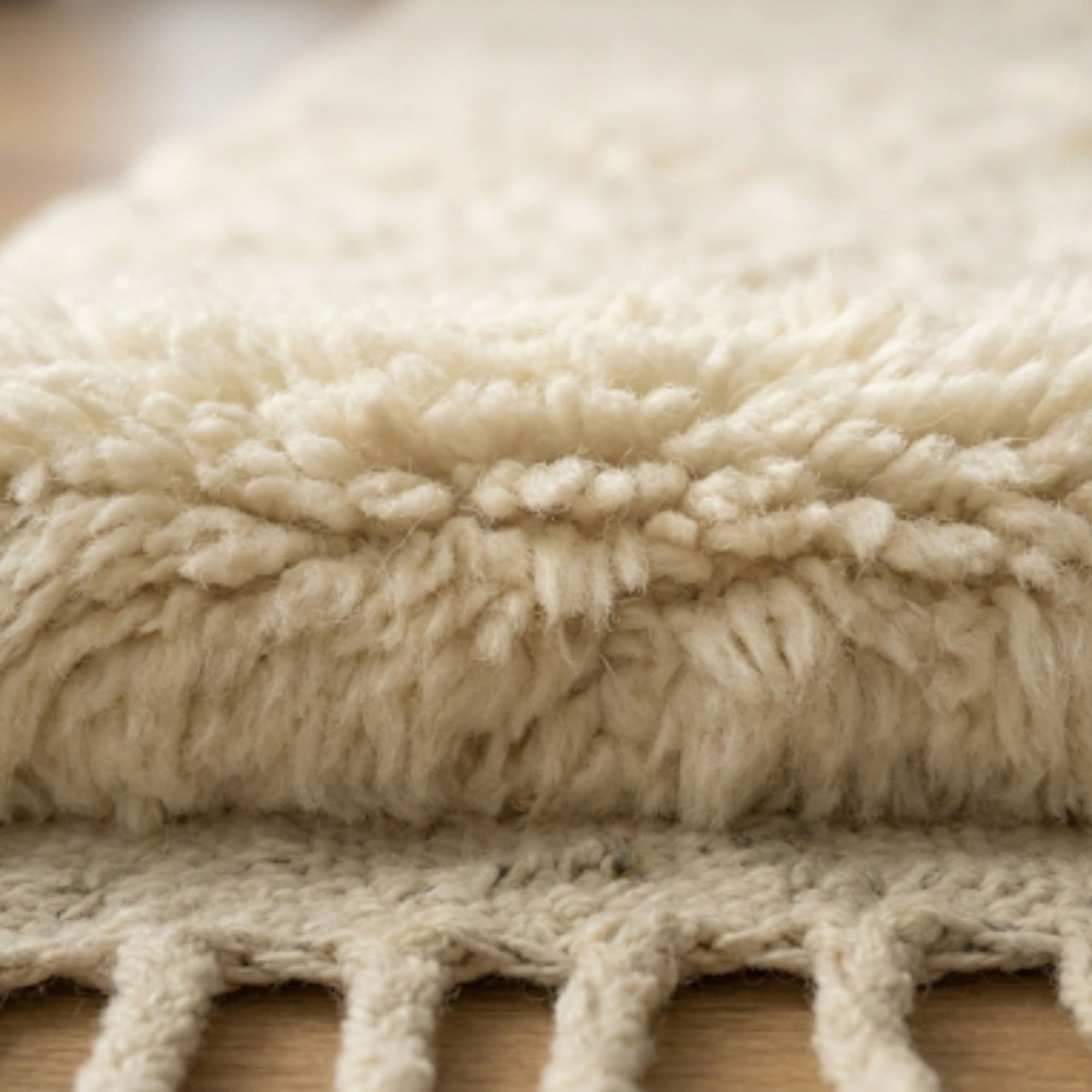 Traditional Medium Beni Ourain — Ivory Hand-Knotted Wool Rug - Detail view 3