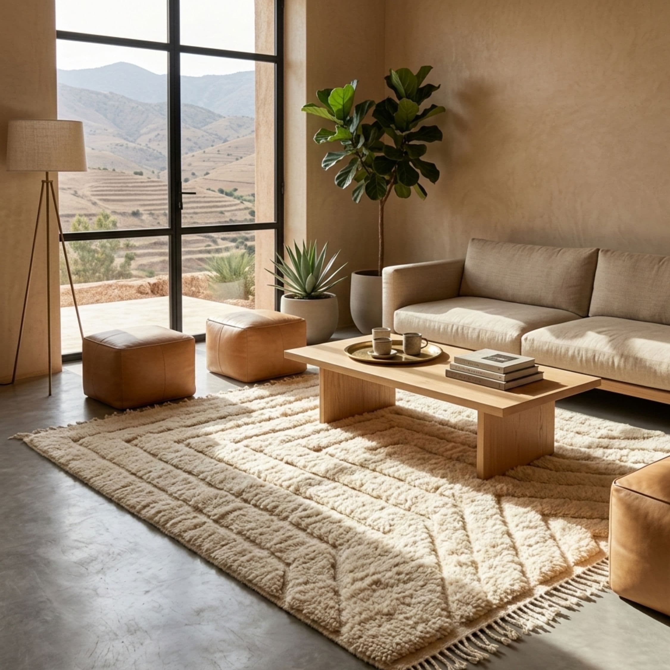 Mrirt Wool Rug — Ivory Large — Hand-Knotted in Morocco - Detail view 3