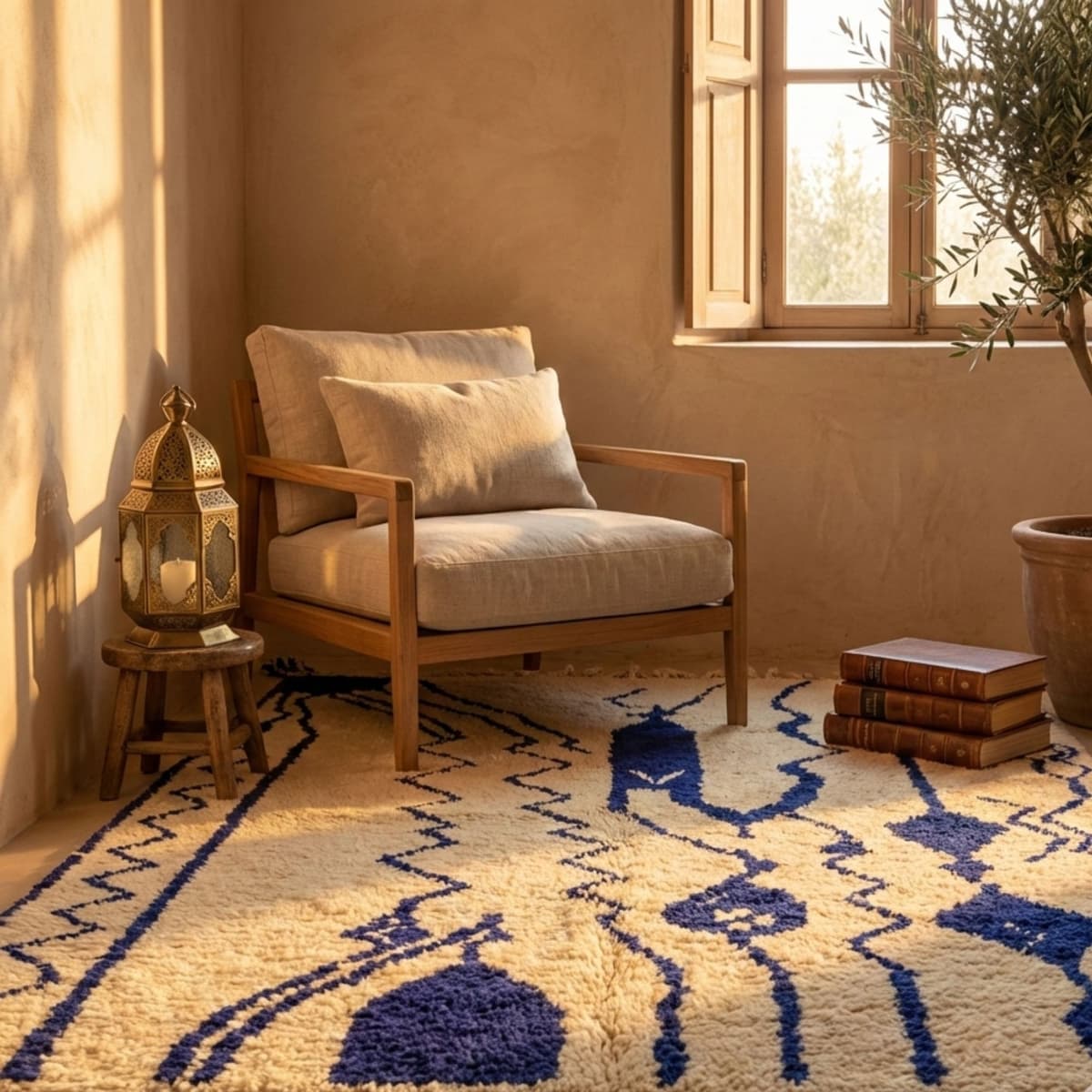 Custom Moroccan Rug — Blue Tribal Wool — Handmade Geometric ... - Video thumbnail
