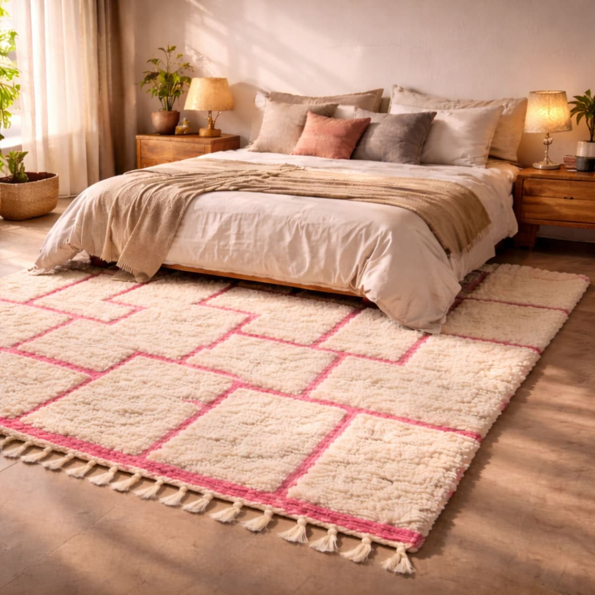 Pink Moroccan Rug — Ivory Berber Rug — Soft Boho Style... - Video thumbnail