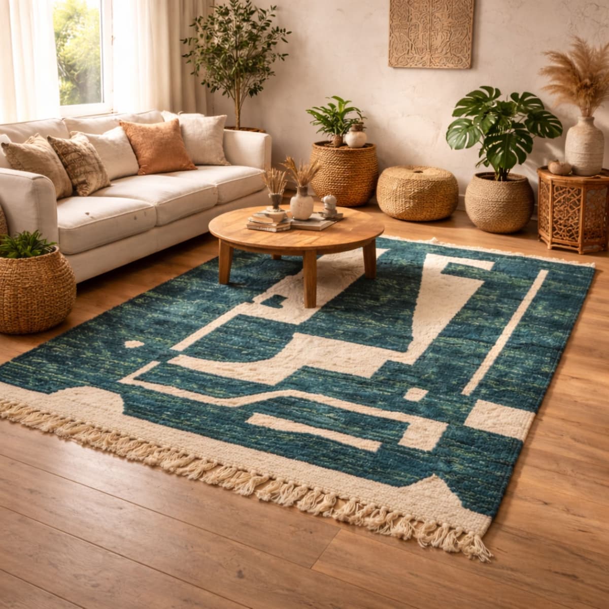 Custom Moroccan Rug — Teal Berber Rug — Geometric Arti... - Detail view 3