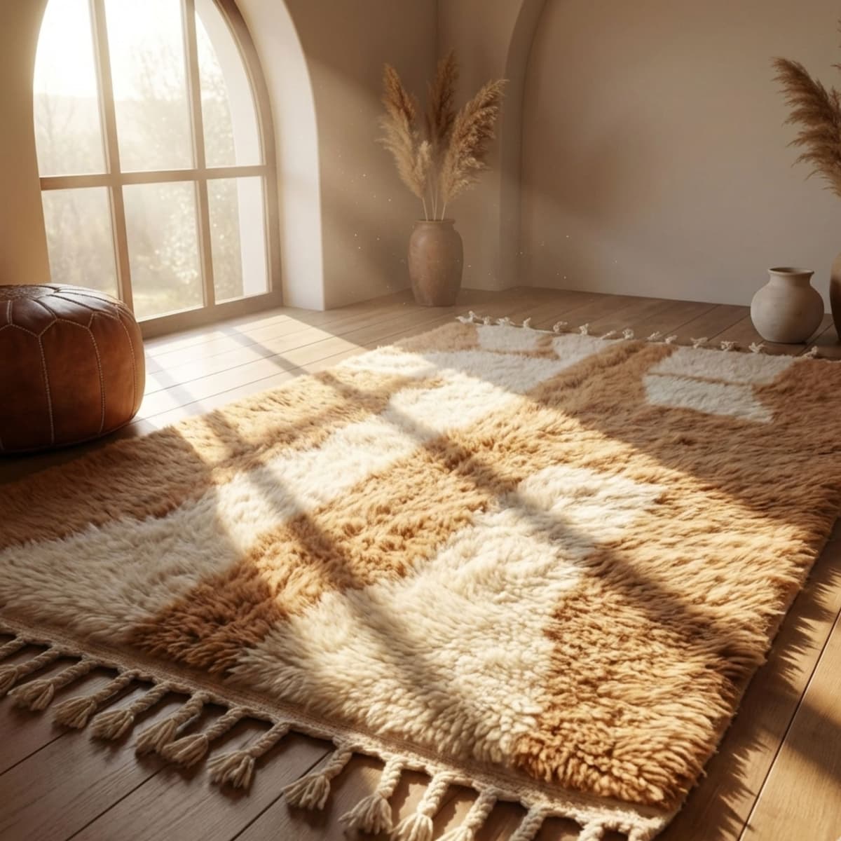 Moroccan Boho Rug — Earth Tone Wool - Detail view 3