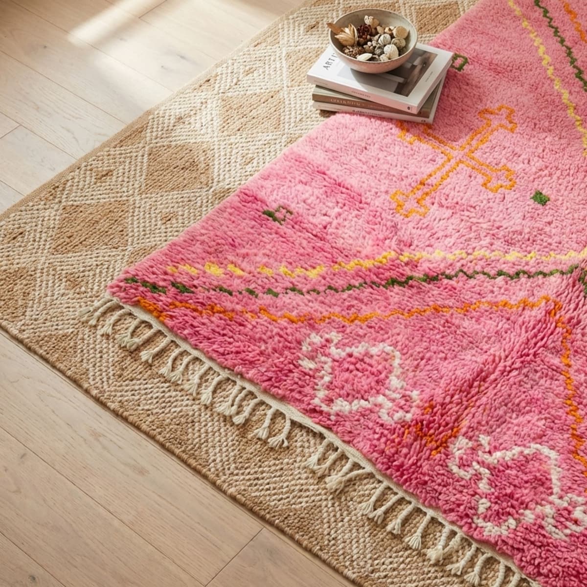 Pink Beni Ourain Rug — Boho Style - Detail view 2