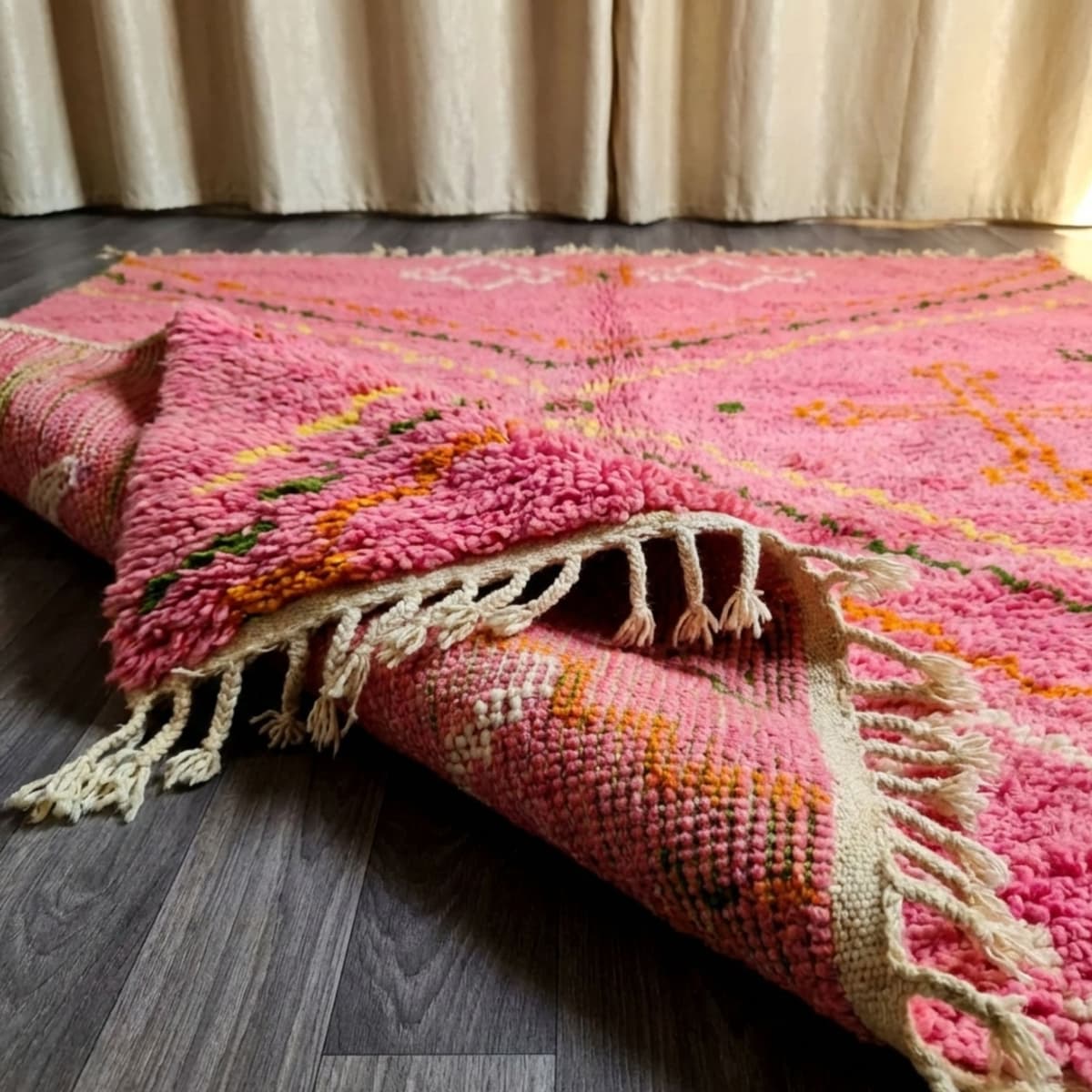 Pink Beni Ourain Rug — Boho Style - Detail view 3