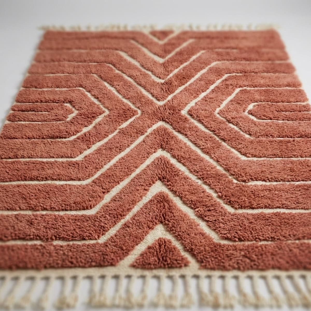 Moroccan Brown Rug — Textured Geometric Rug - Detail view 2
