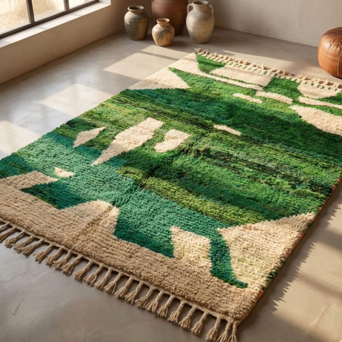 Green Geometric Rug — Living Room - Detail view 3