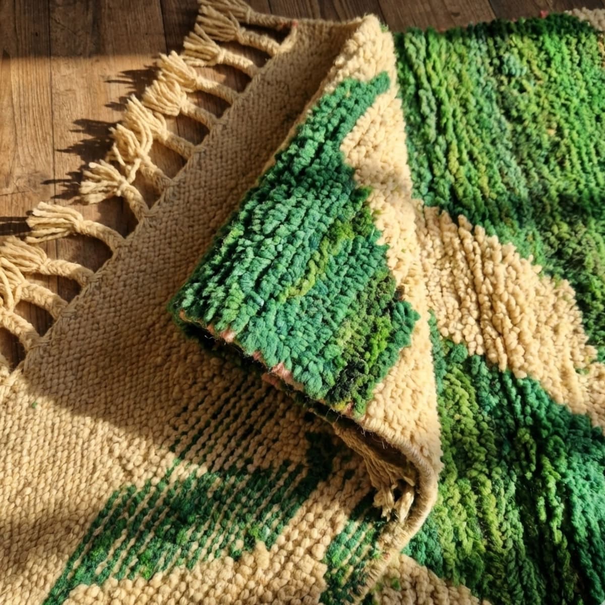 Custom Size Moroccan Rug — Green Geometric Rug — Home - Detail view 2