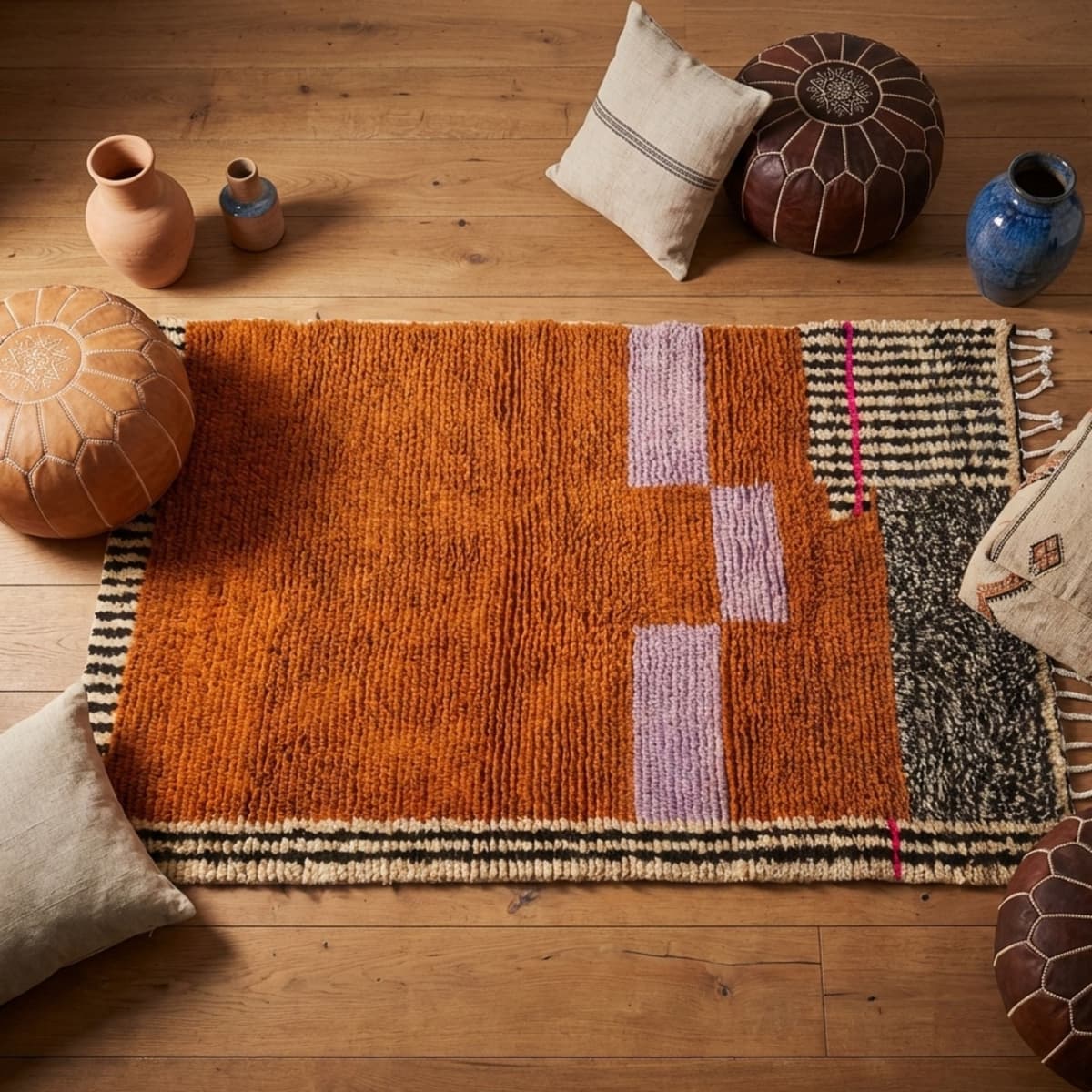 Orange Moroccan Rug — Terracotta Berber Rug - Detail view 3