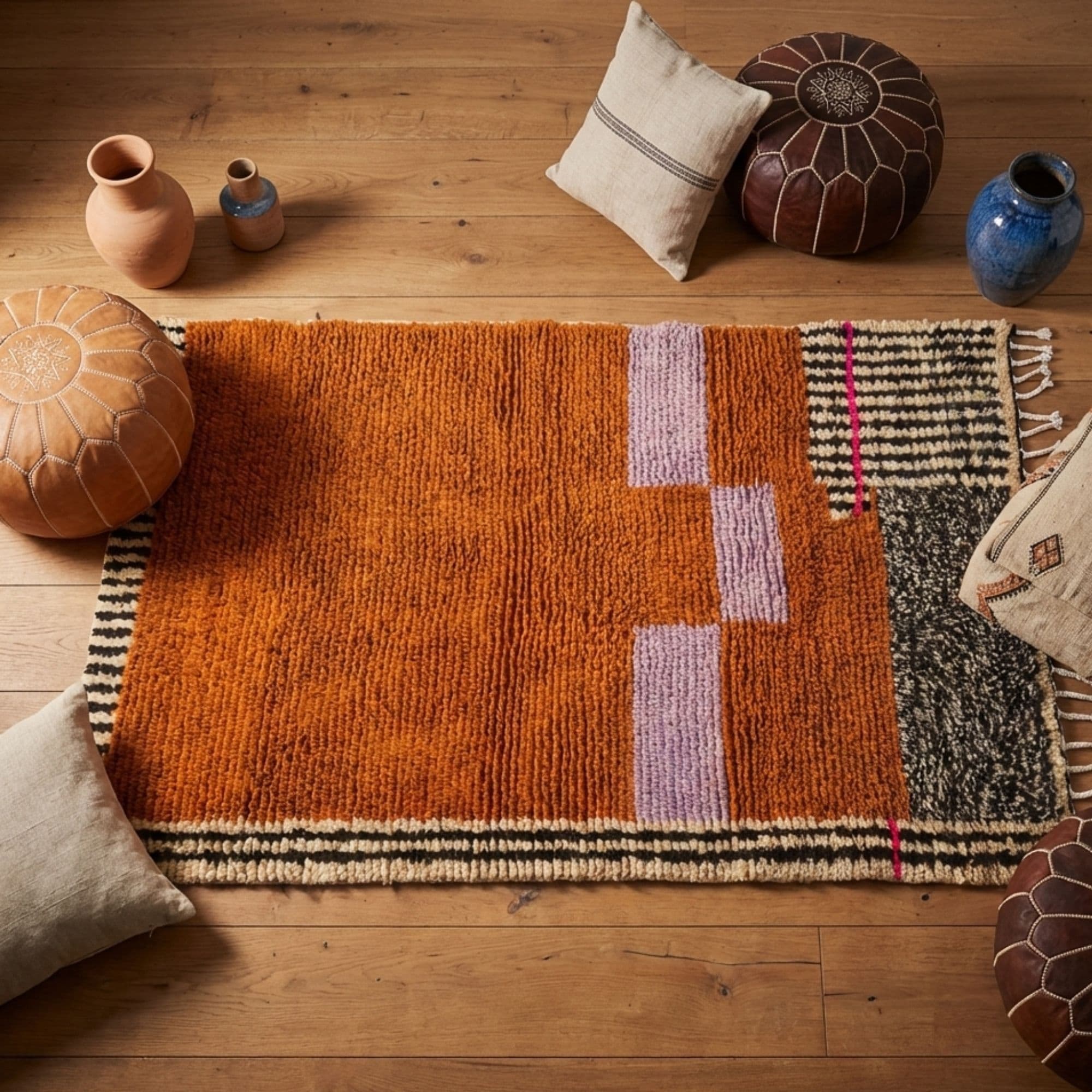 Orange Moroccan Rug — Terracotta Berber Rug - Detail view 3