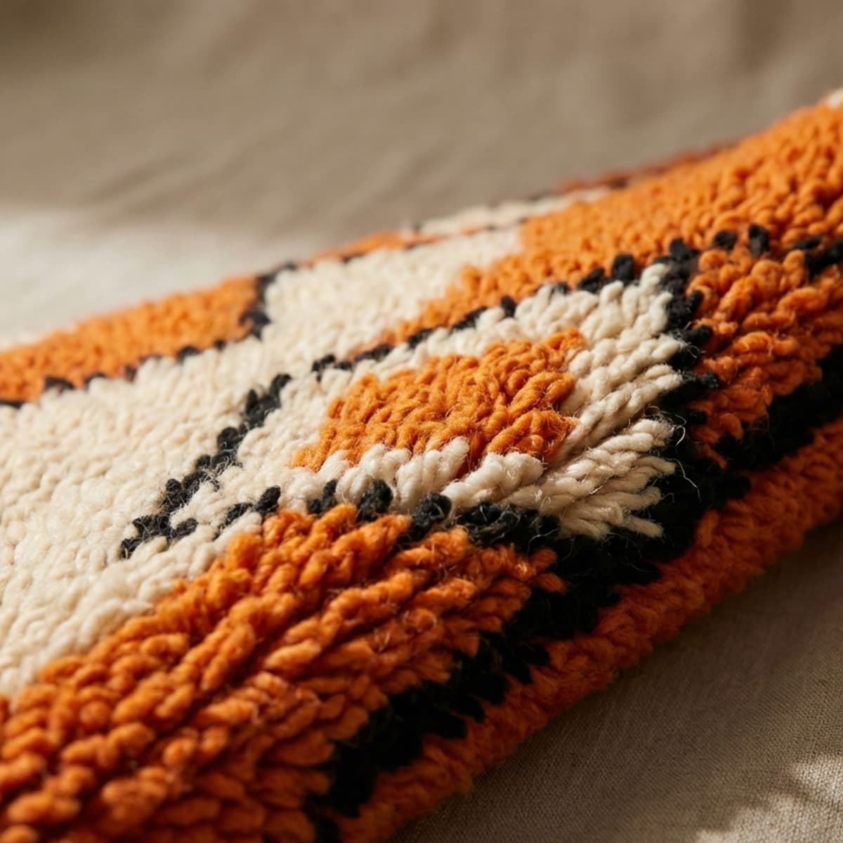 Moroccan Rug 8x10 — Orange Berber Rug — Abstract Graphic Style - Detail view 3