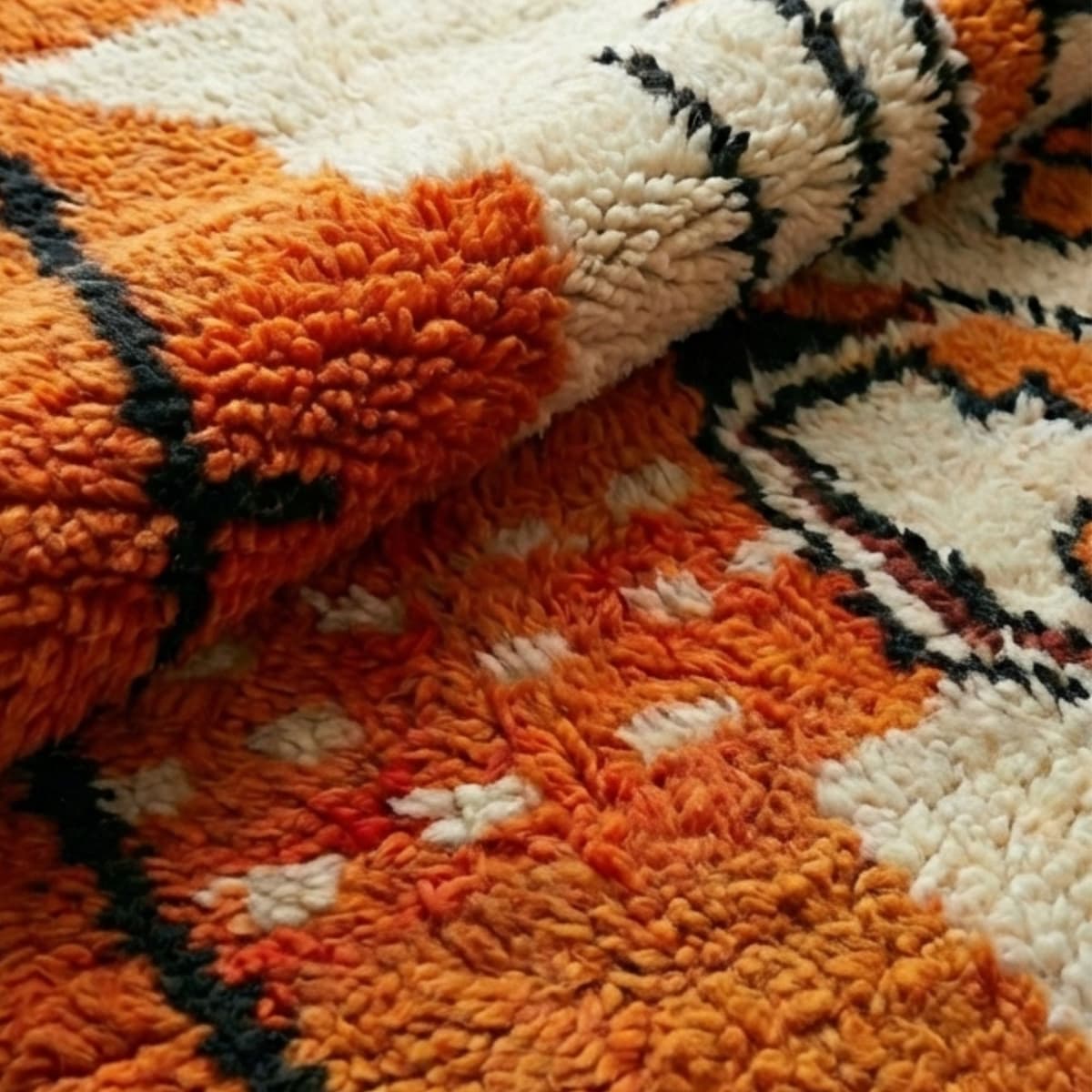 Orange Moroccan Rug — Abstract Berber Rug — Artistic Boho Style - Detail view 3