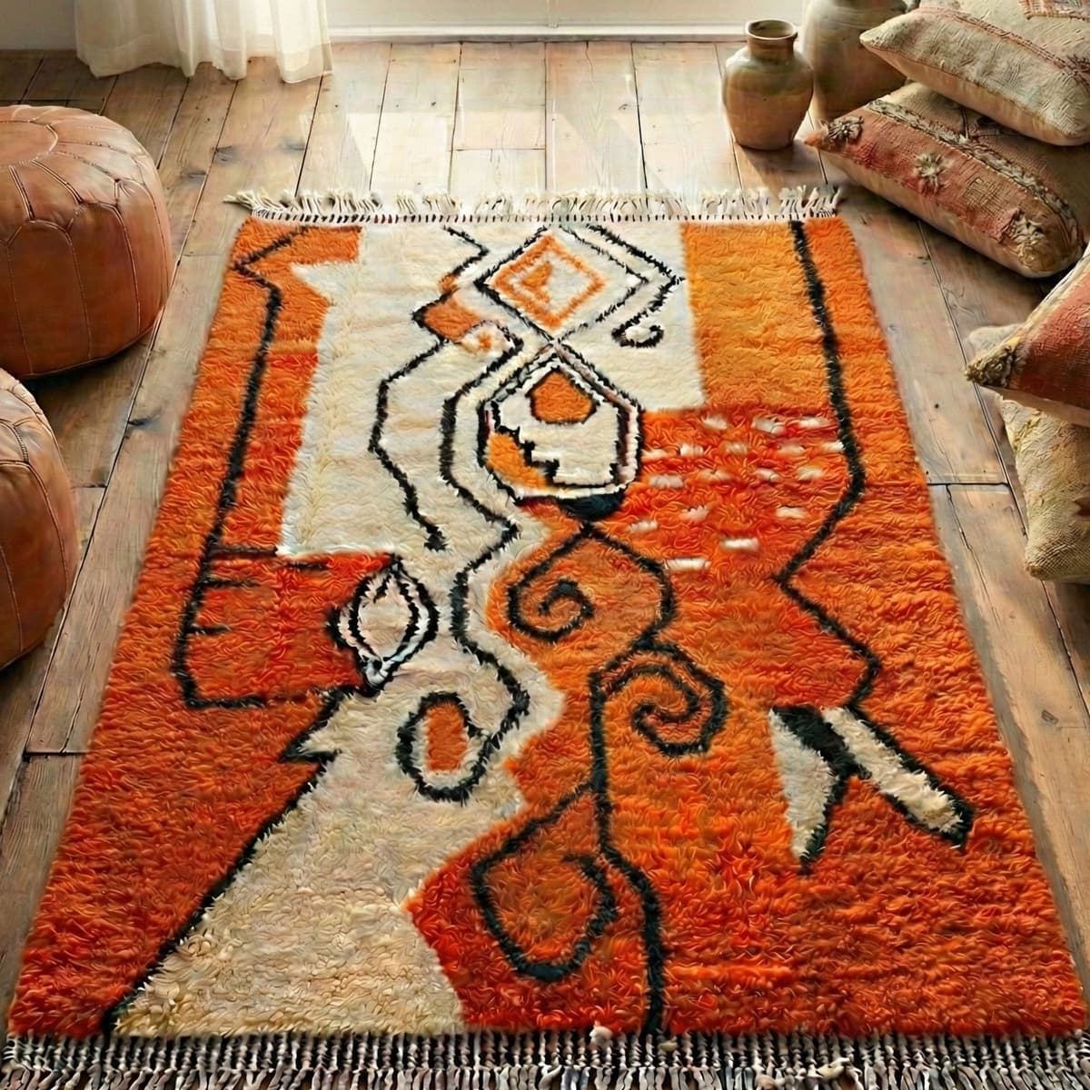 Custom Moroccan Rug — Orange Berber Rug — Abstract Artisan Style - Video thumbnail