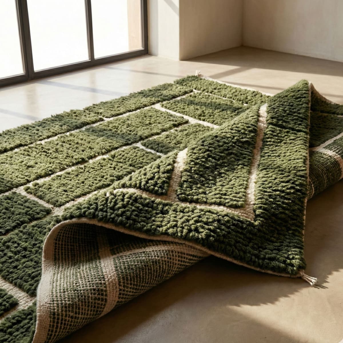 Moroccan Rug 8x10 — Olive Green Area Rug - Detail view 3