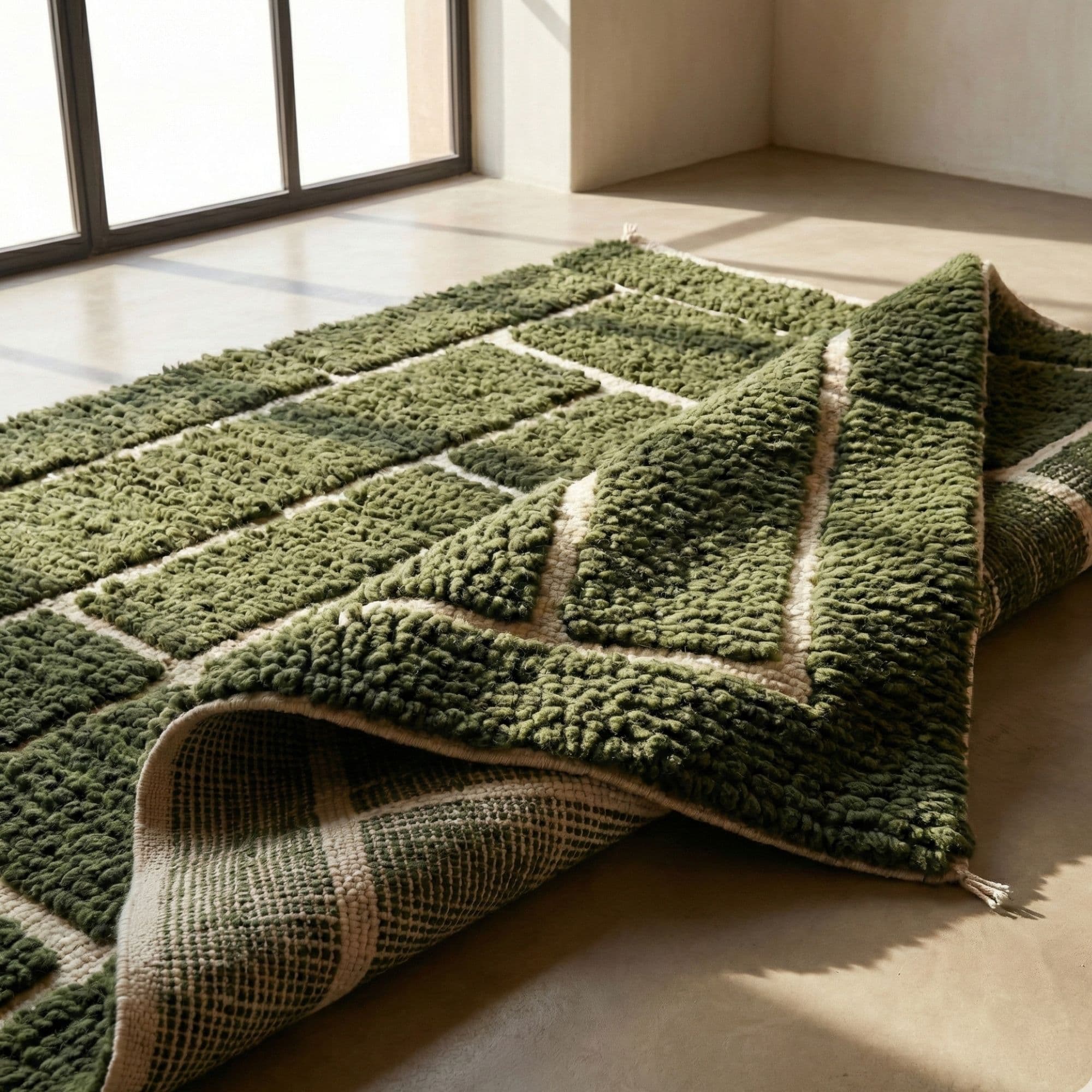Moroccan Rug 8x10 — Olive Green Area Rug - Detail view 3