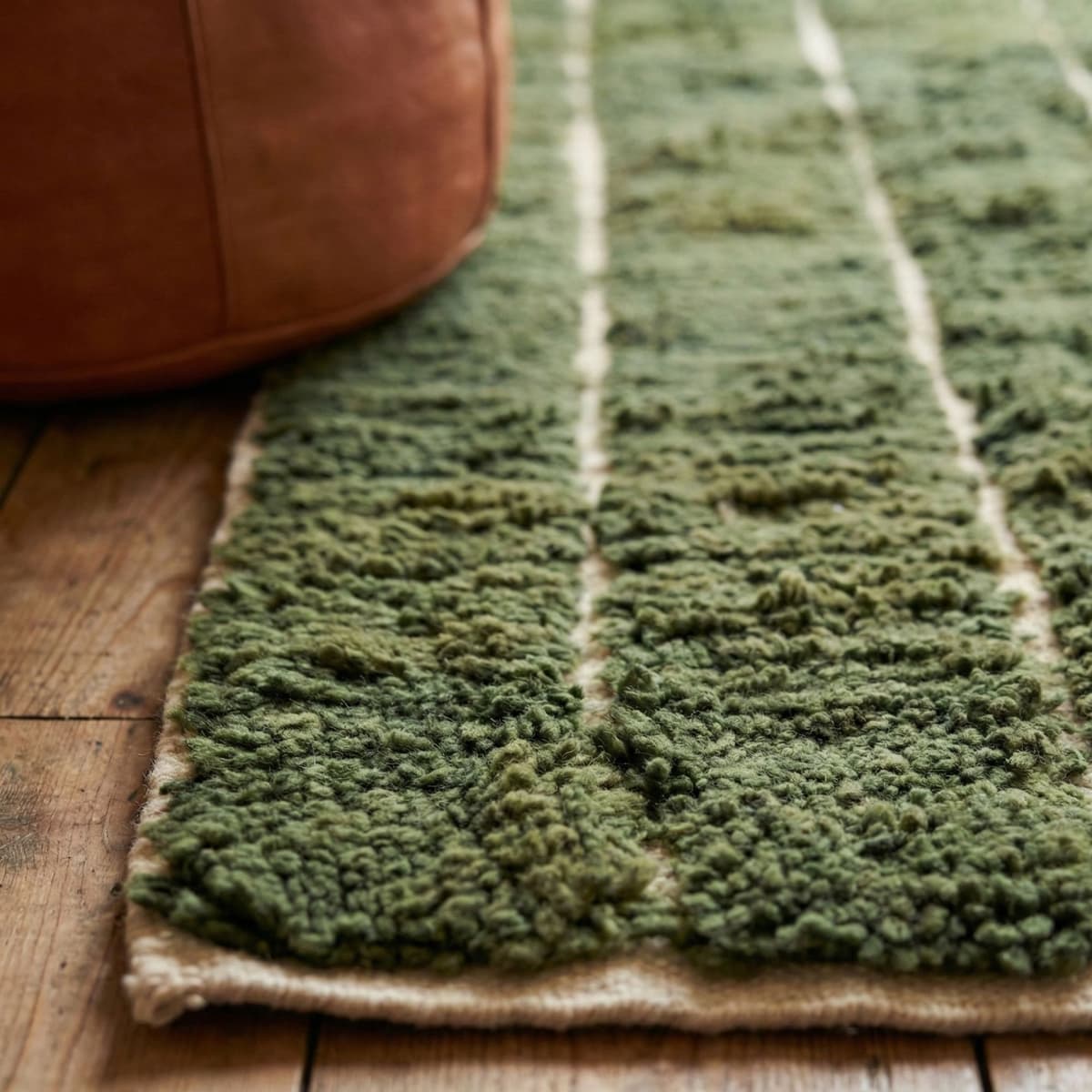 Olive Green Moroccan Rug — Geometric Berber Rug - Detail view 2