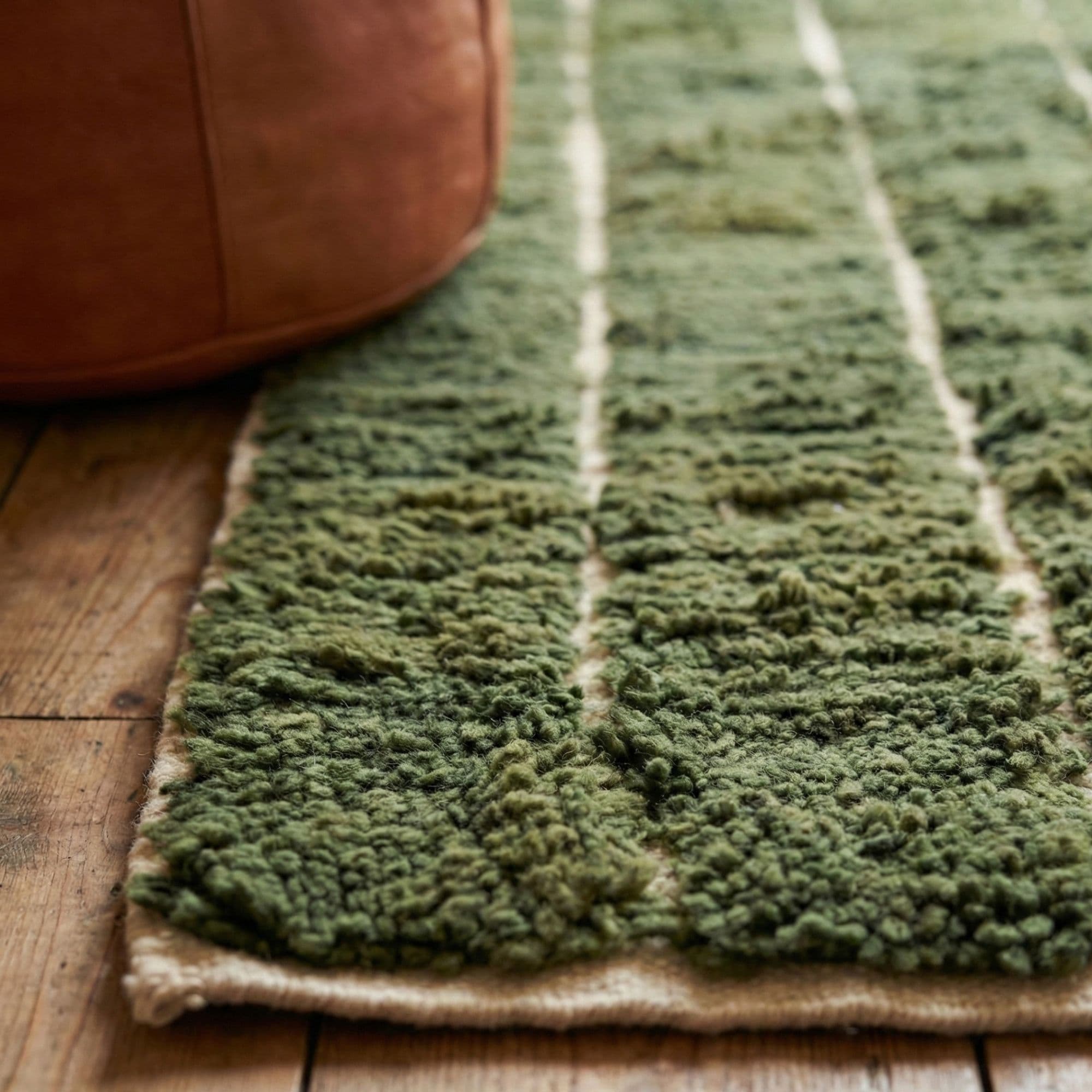 Olive Green Moroccan Rug — Geometric Berber Rug - Detail view 2