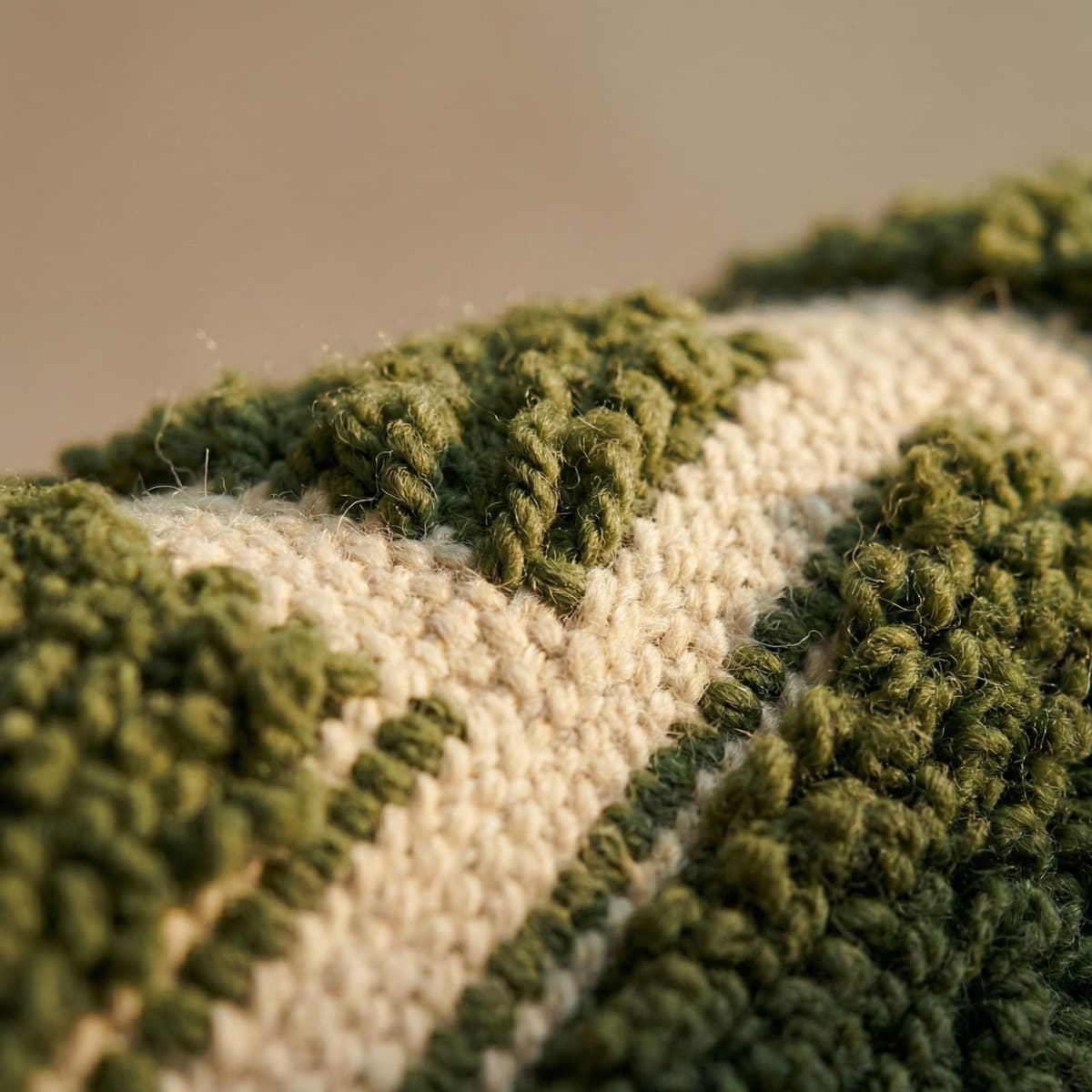 Olive Green Moroccan Rug — Geometric Berber Rug - Detail view 3