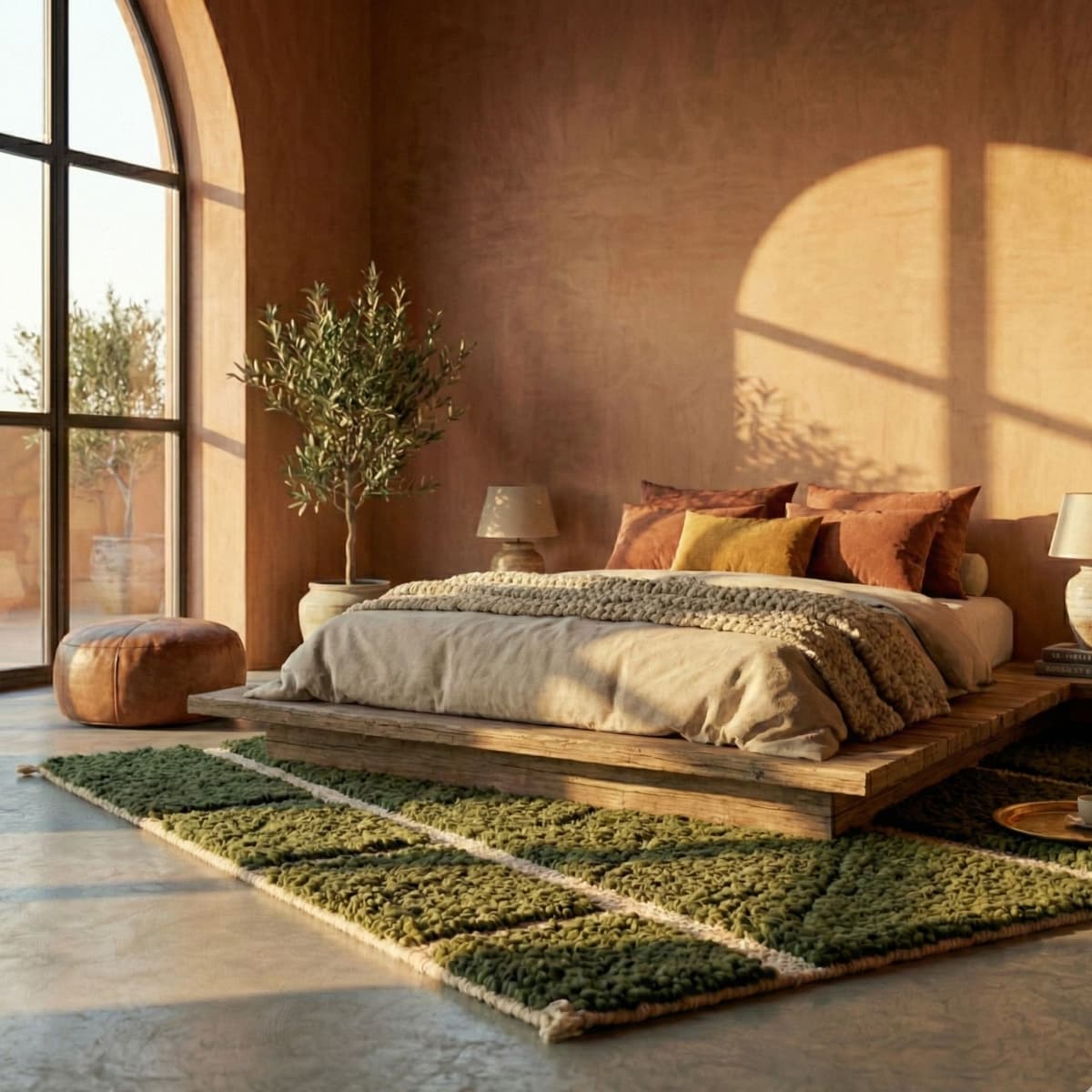 Berber Heritage Rug — Olive Geometric Moroccan Rug - Detail view 2