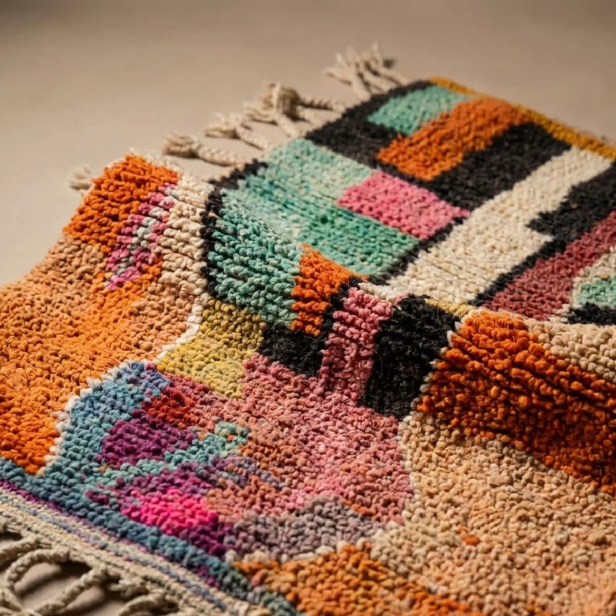 Moroccan Rug 8x10 — Abstract Berber Rug — Modern Colorblock Style - Detail view 2