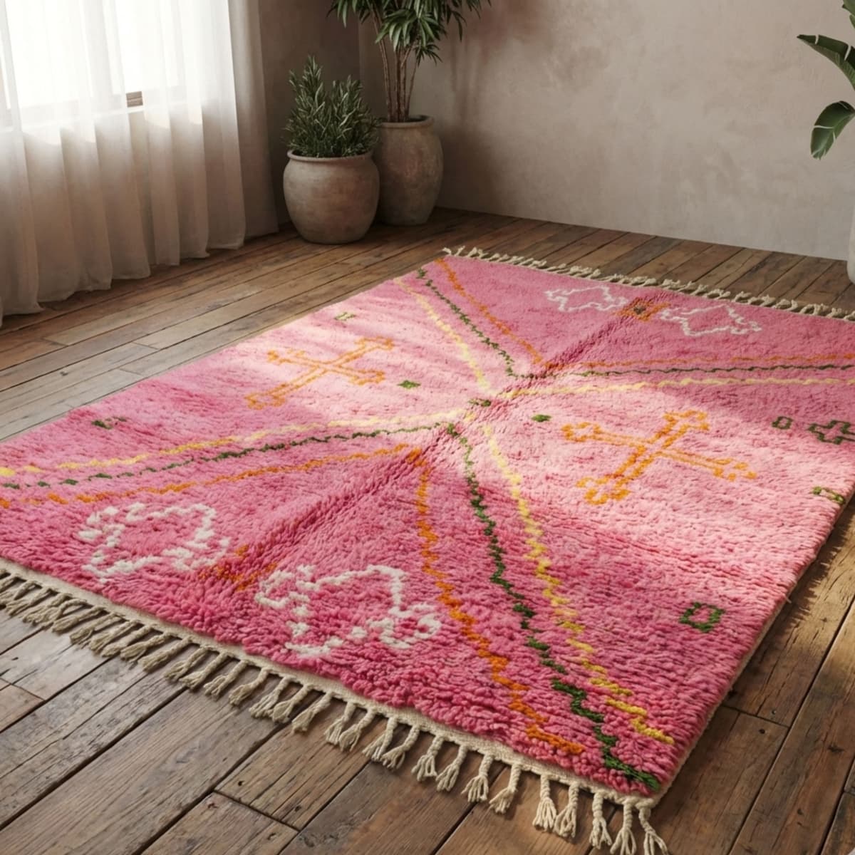 Pink Beni Ourain Rug — Boho Style - Video thumbnail