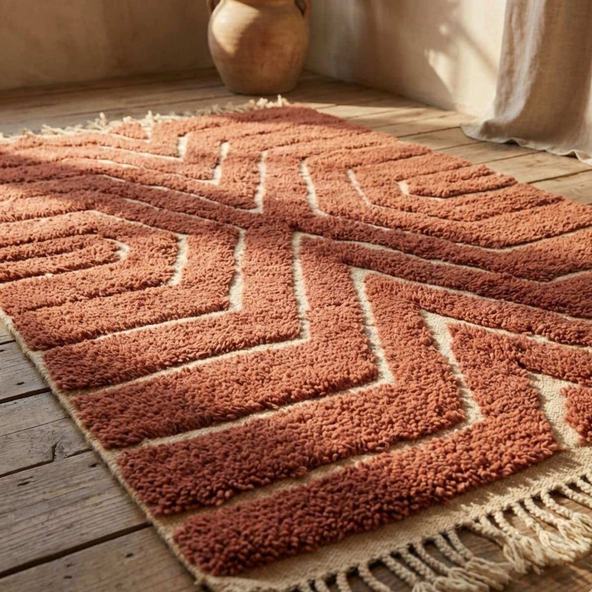 Moroccan Area Rug — Large Geometric Rug — Minimal Tribal - Detail view 3