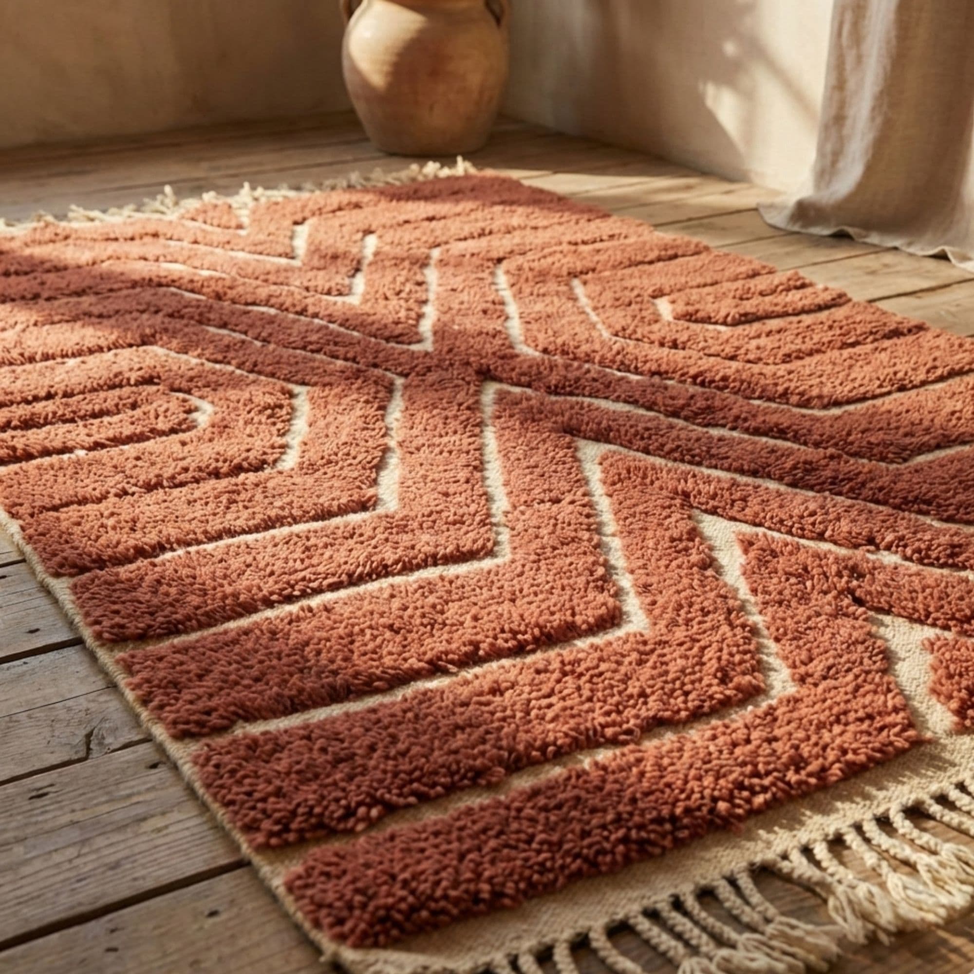Moroccan Area Rug — Large Geometric Rug — Minimal Tribal - Detail view 3