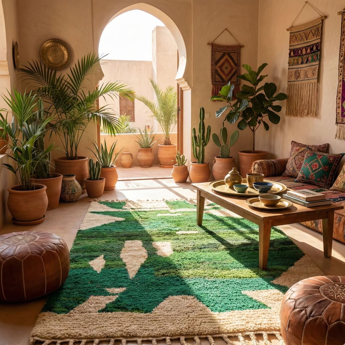 Green Geometric Rug — Living Room - Detail view 2