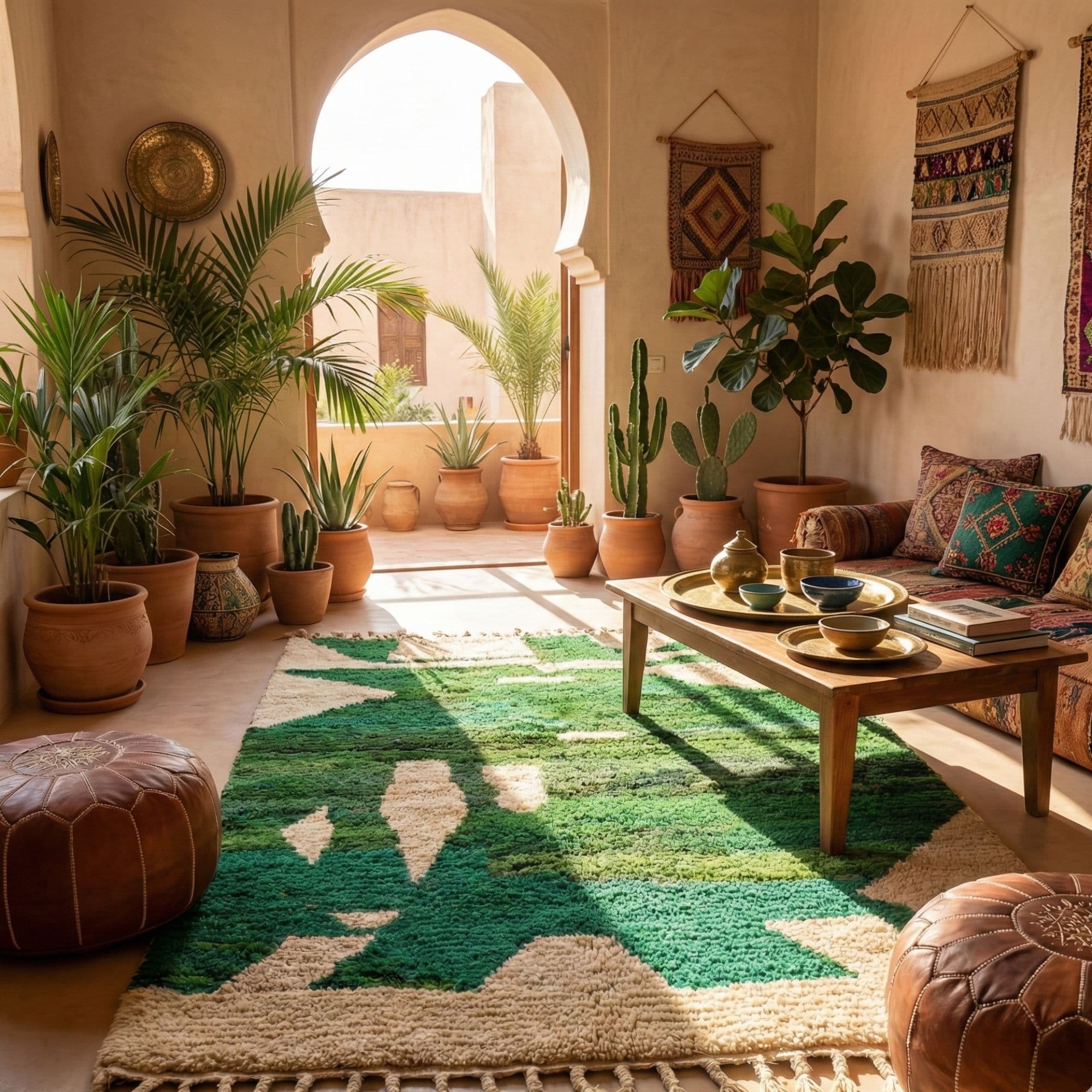 Green Geometric Rug — Living Room - Detail view 2