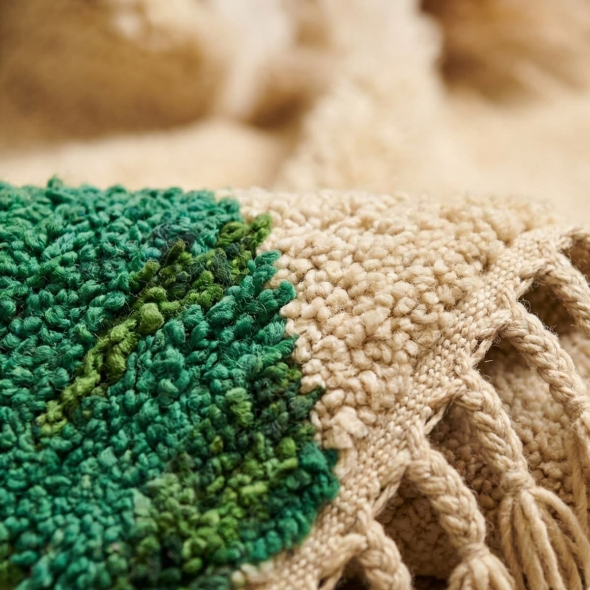 Green Geometric Rug — Living Room - Detail view 3