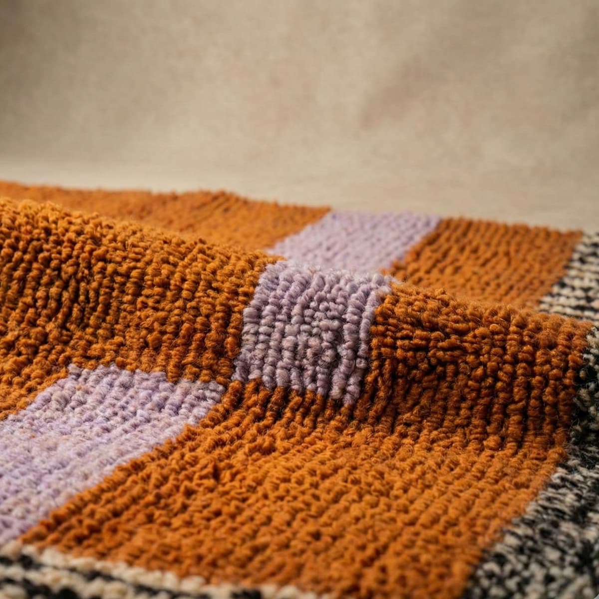 Moroccan Rug 8x10 — Orange Berber Rug — Graphic Modern Style - Detail view 3