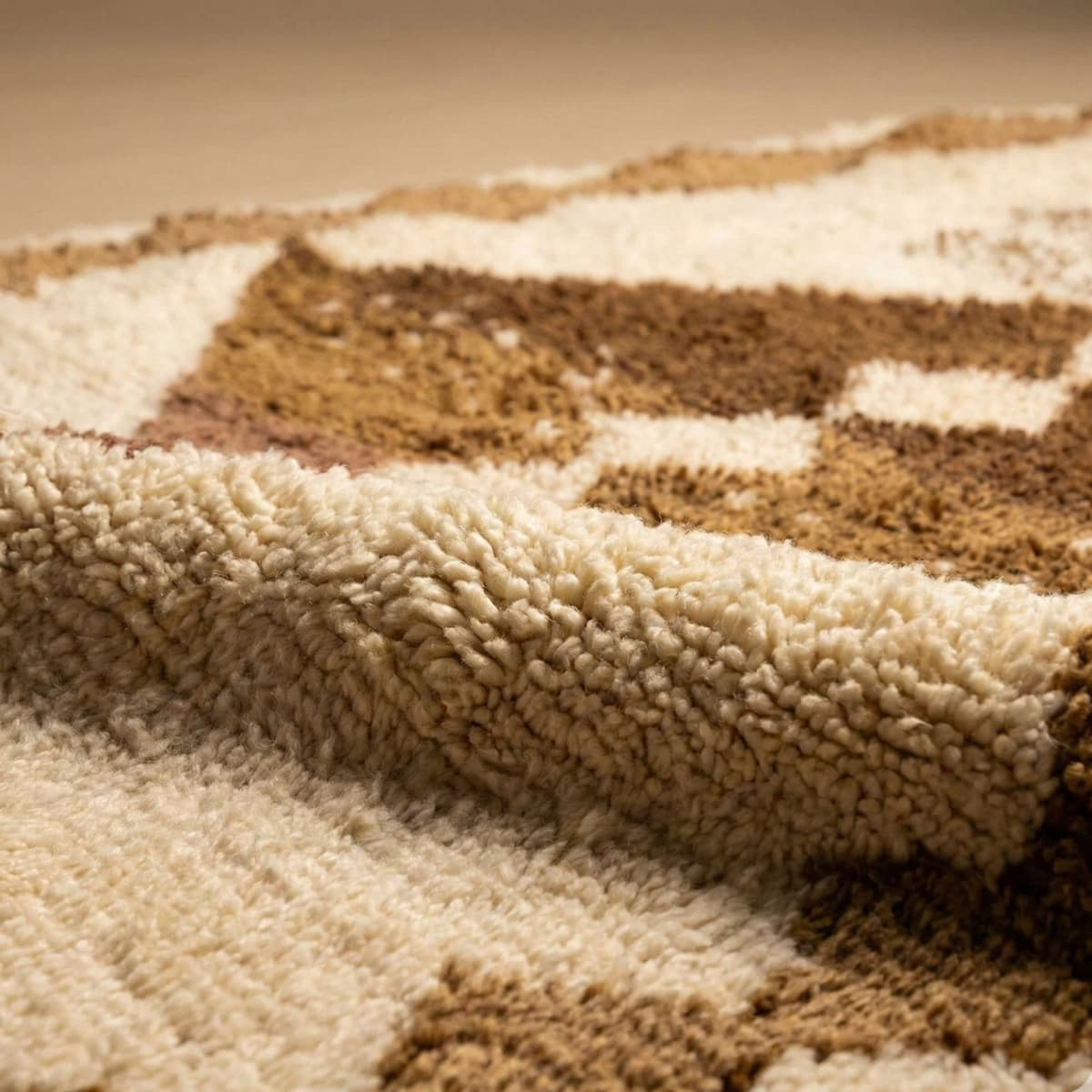 Beni Ourain Rug 8x10 — Neutral Geometric Living Room Carpet - Detail view 3