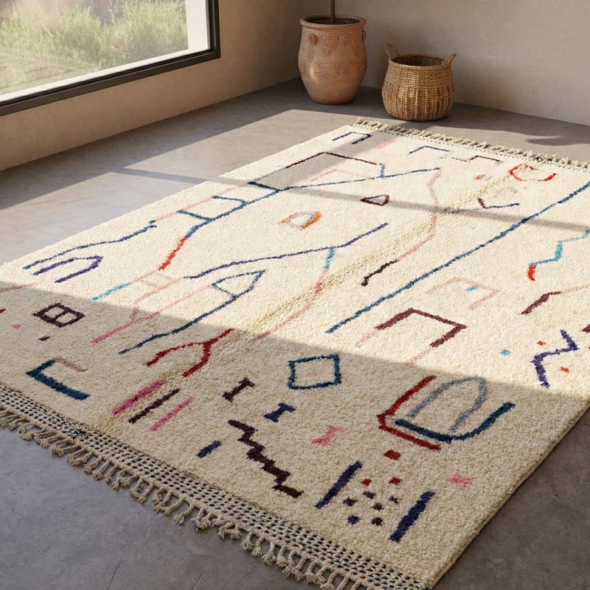 Azilal Rug 8x10 — Colorful Berber Living Room Carpet - Detail view 2