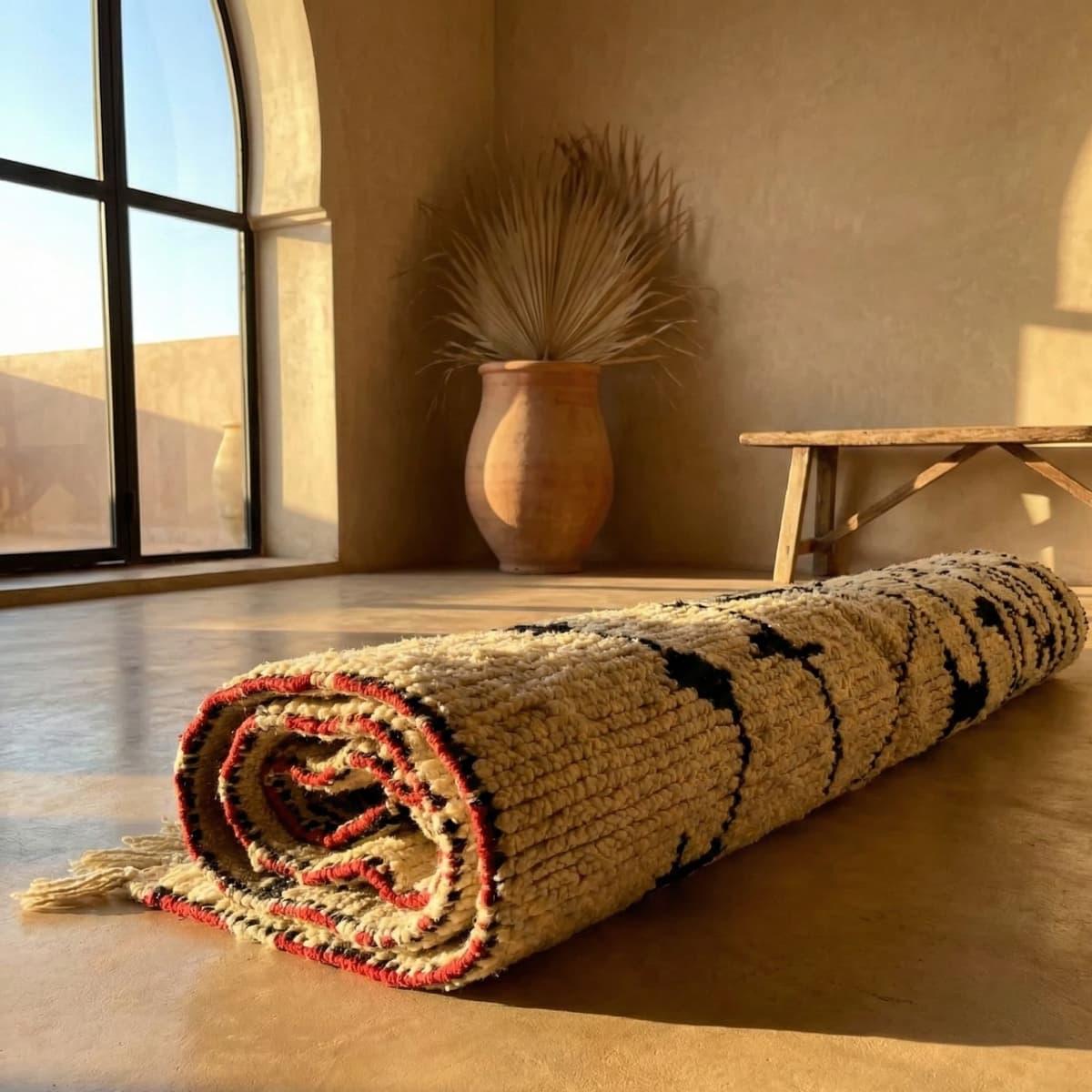 Large Moroccan Rug 8x10 — Beni Ourain Wool - Detail view 2